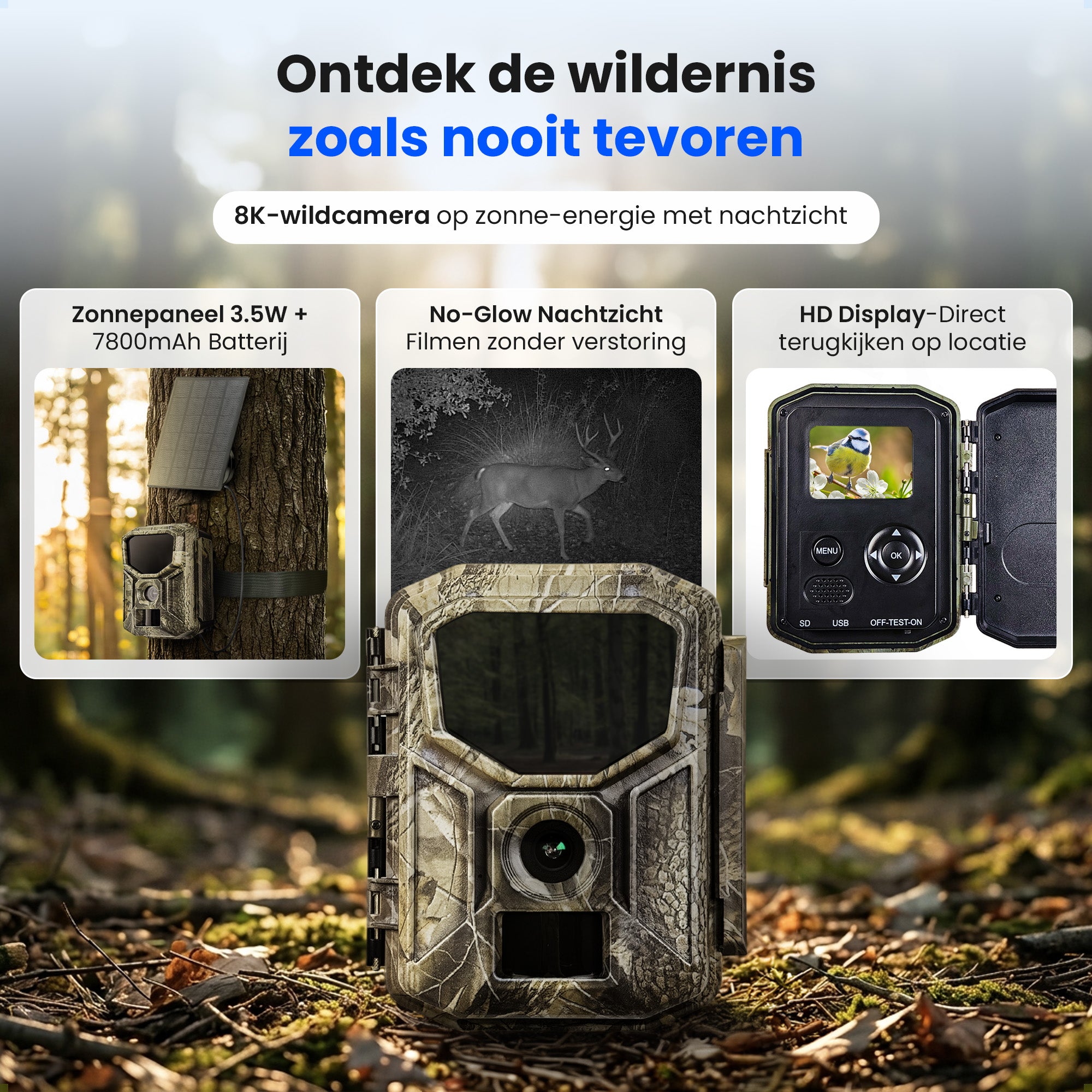 Siltcon Wildlife Camera with Solar Panel on Cable 8K
