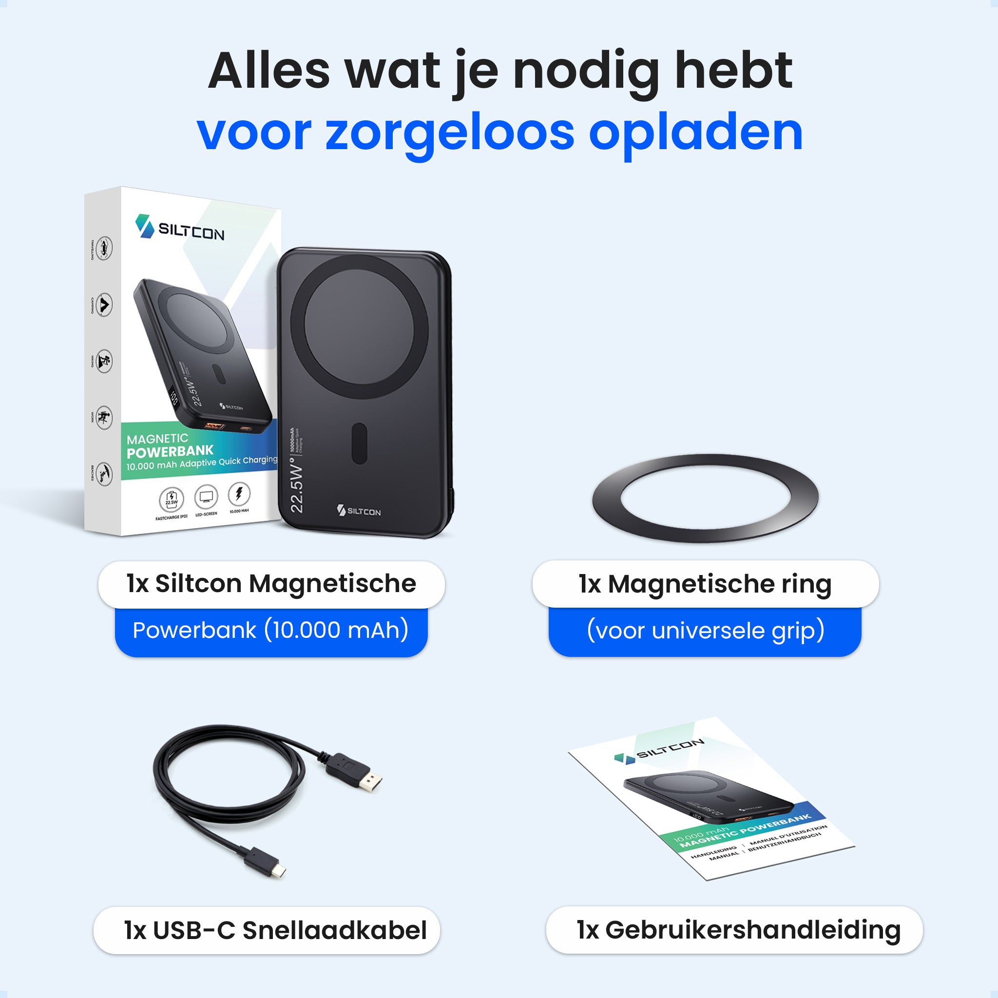 Siltcon® Draadloze Powerbank 10000 mAh