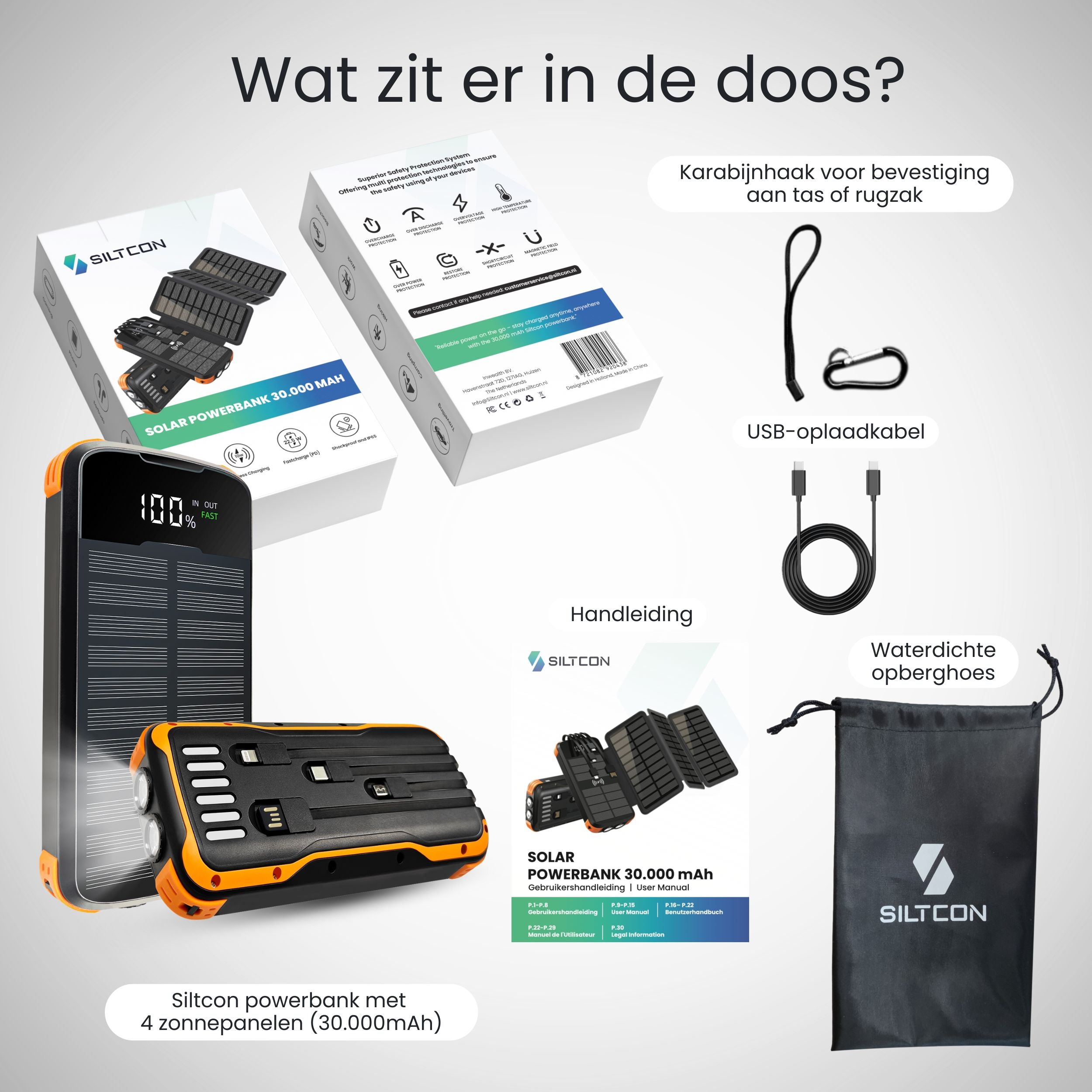 Siltcon® Powerbank with 4 solar panels
