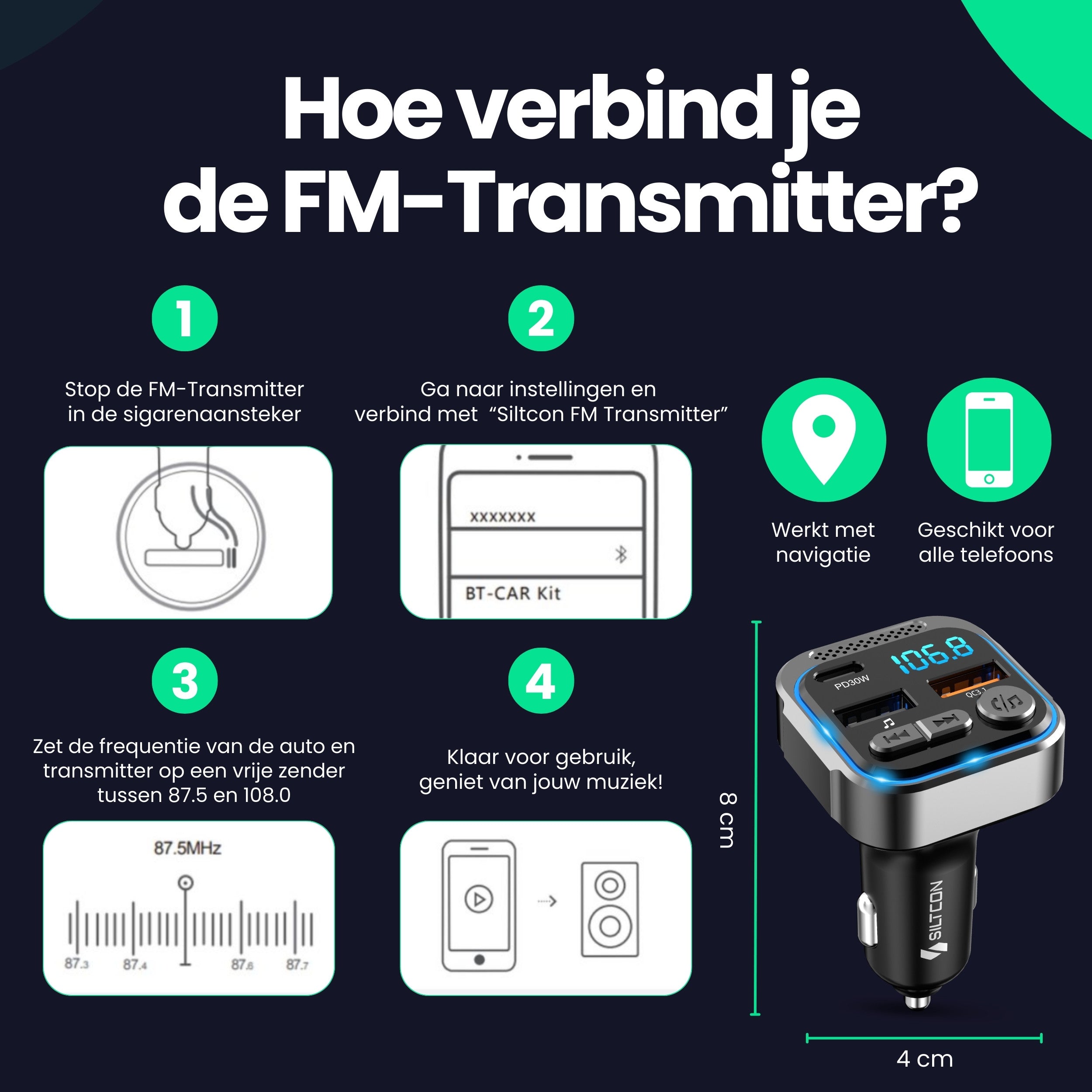 Siltcon Bluetooth FM Transmitter Auto - Siltcon