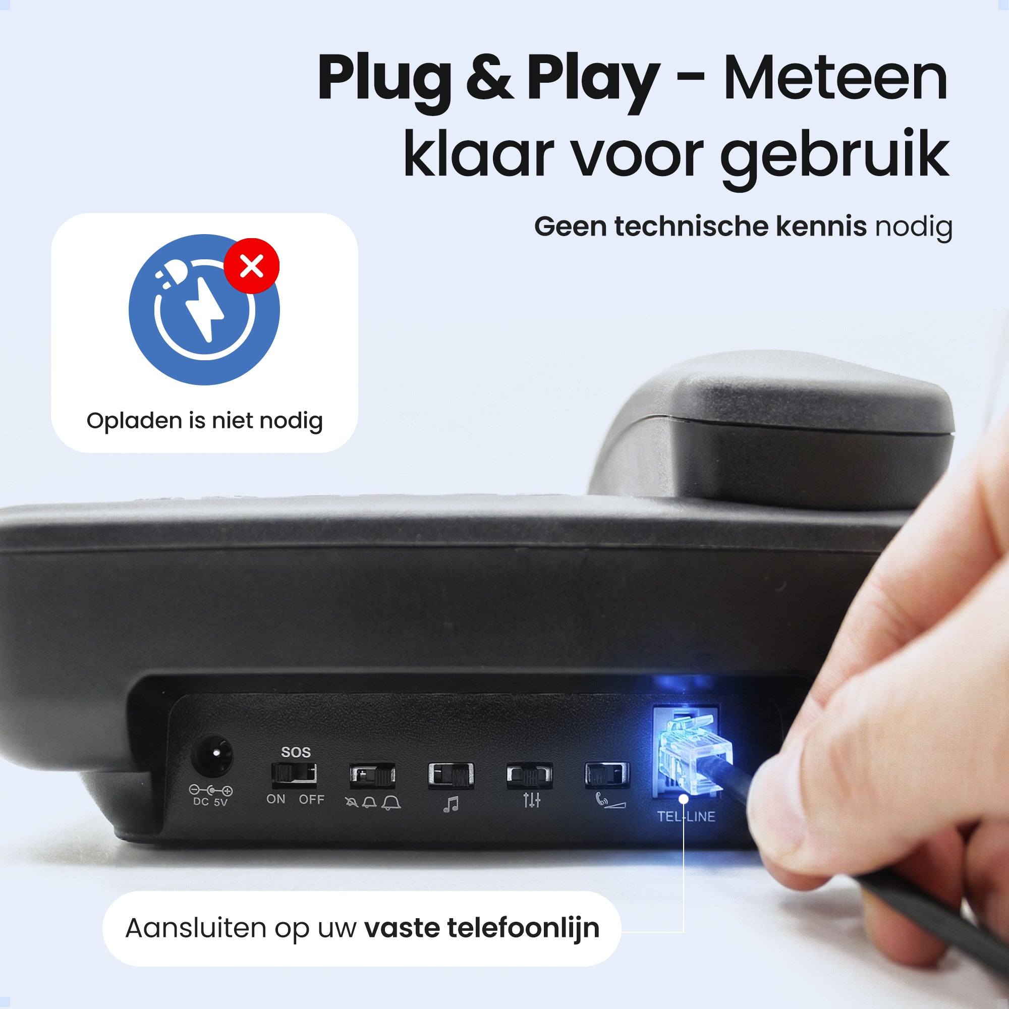 Protectly Senioren Telefoon - SOS-Noodknop - Vaste Telefoon