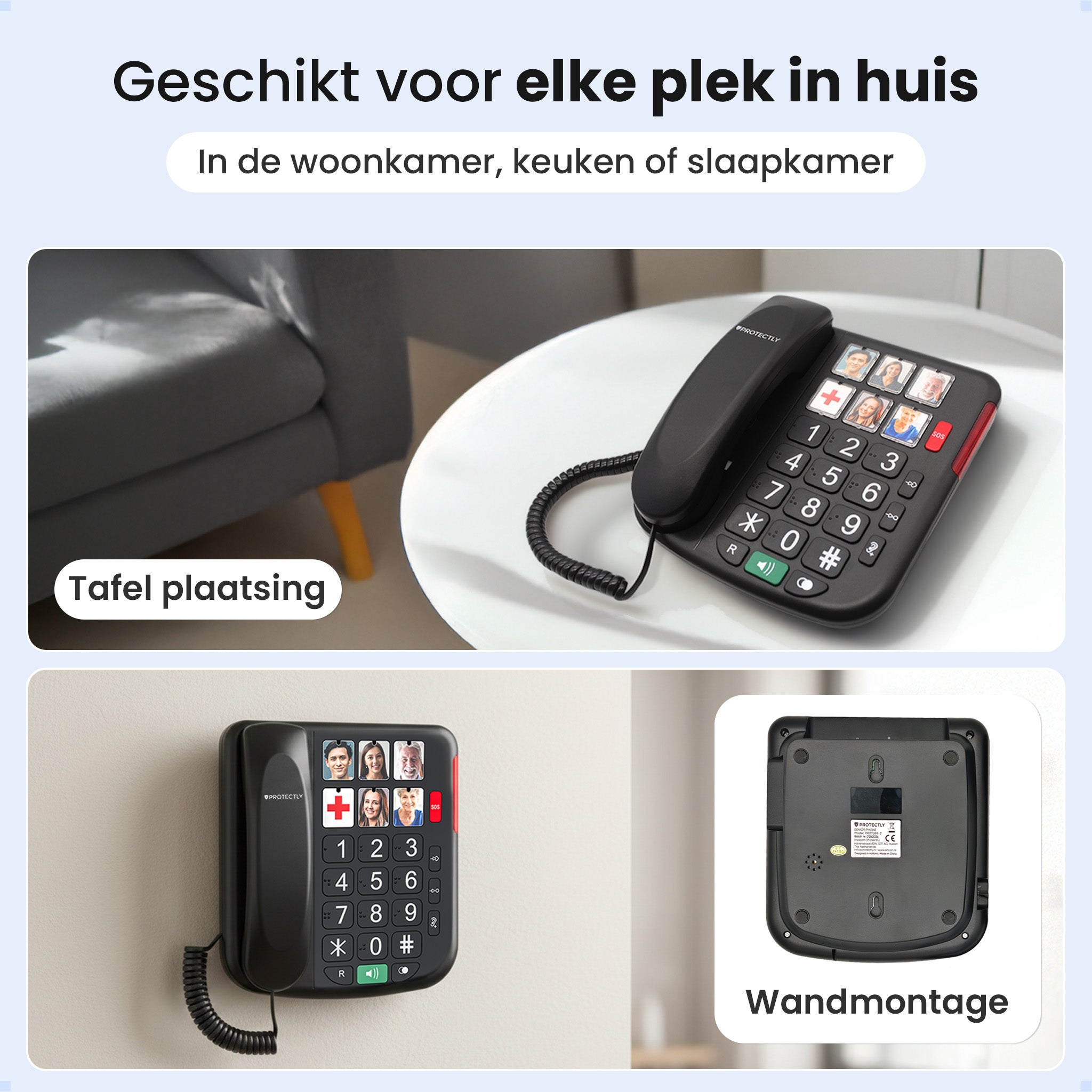 Protectly Senioren Telefoon - SOS-Noodknop - Vaste Telefoon
