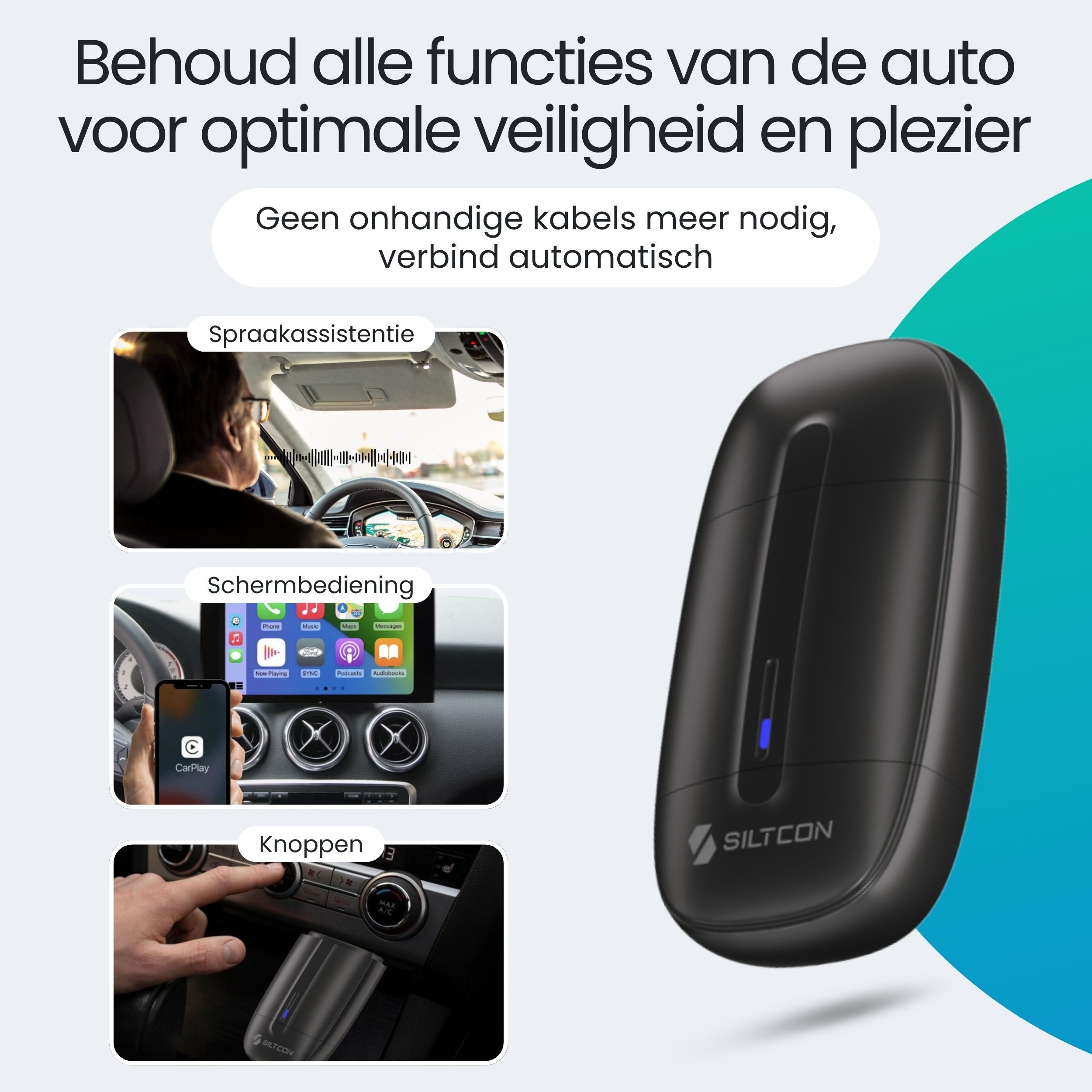 Siltcon® CarPlay Dongle – Draadloos CarPlay & Android Auto