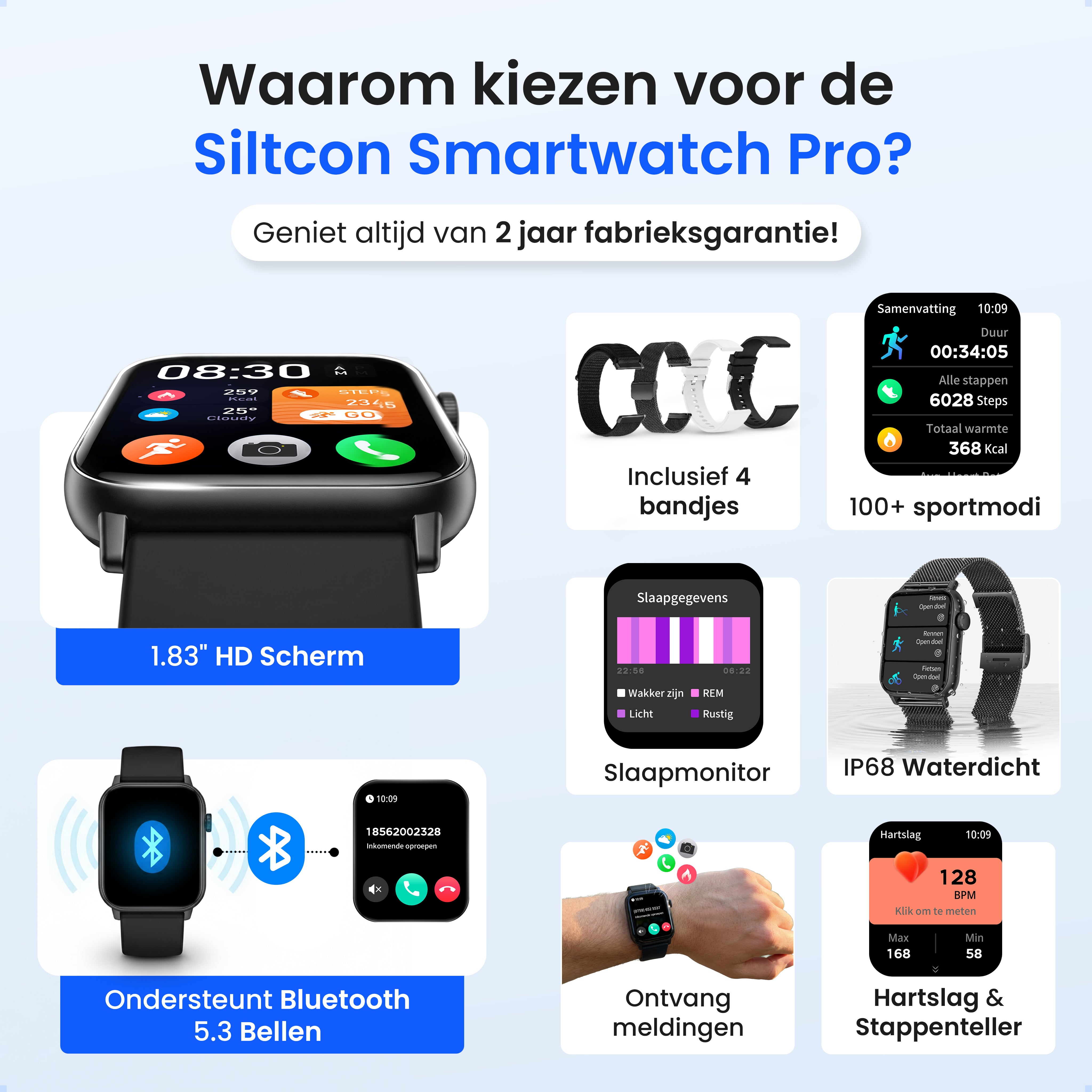 Siltcon Smartwatch Heren & Dames Pro