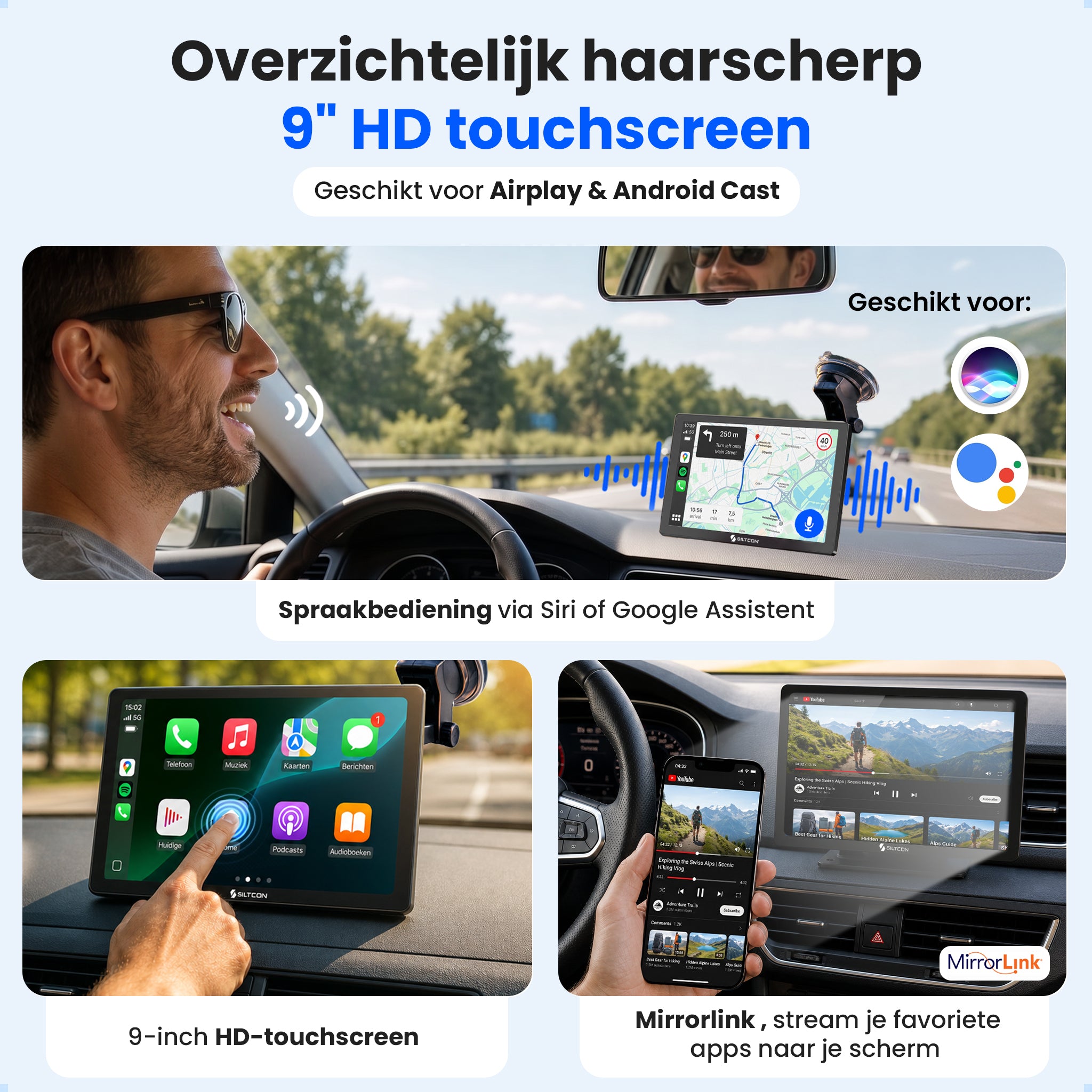 Siltcon® Geschikt voor Carplay Scherm 9 Inch
