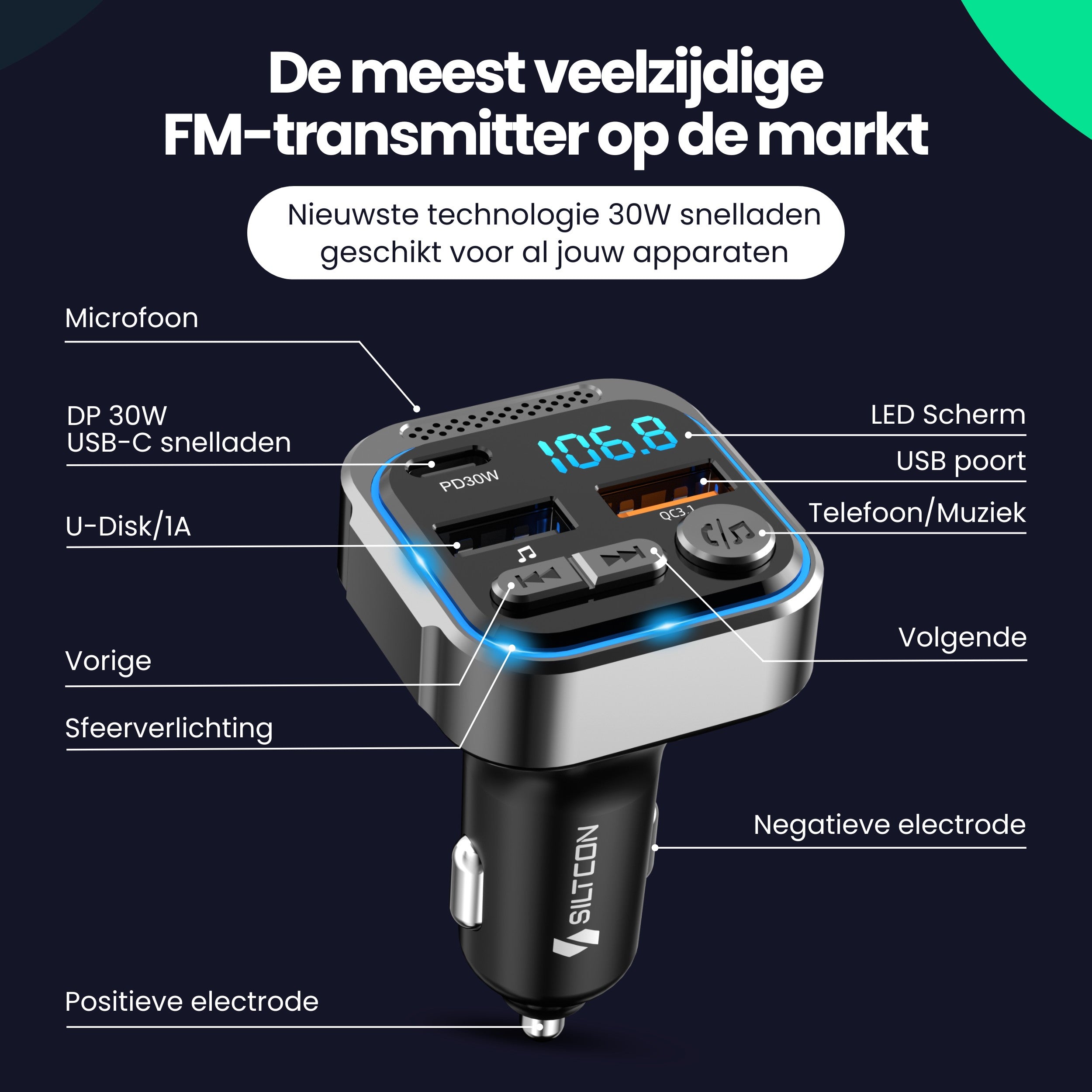 Siltcon Bluetooth FM Transmitter Auto - Siltcon