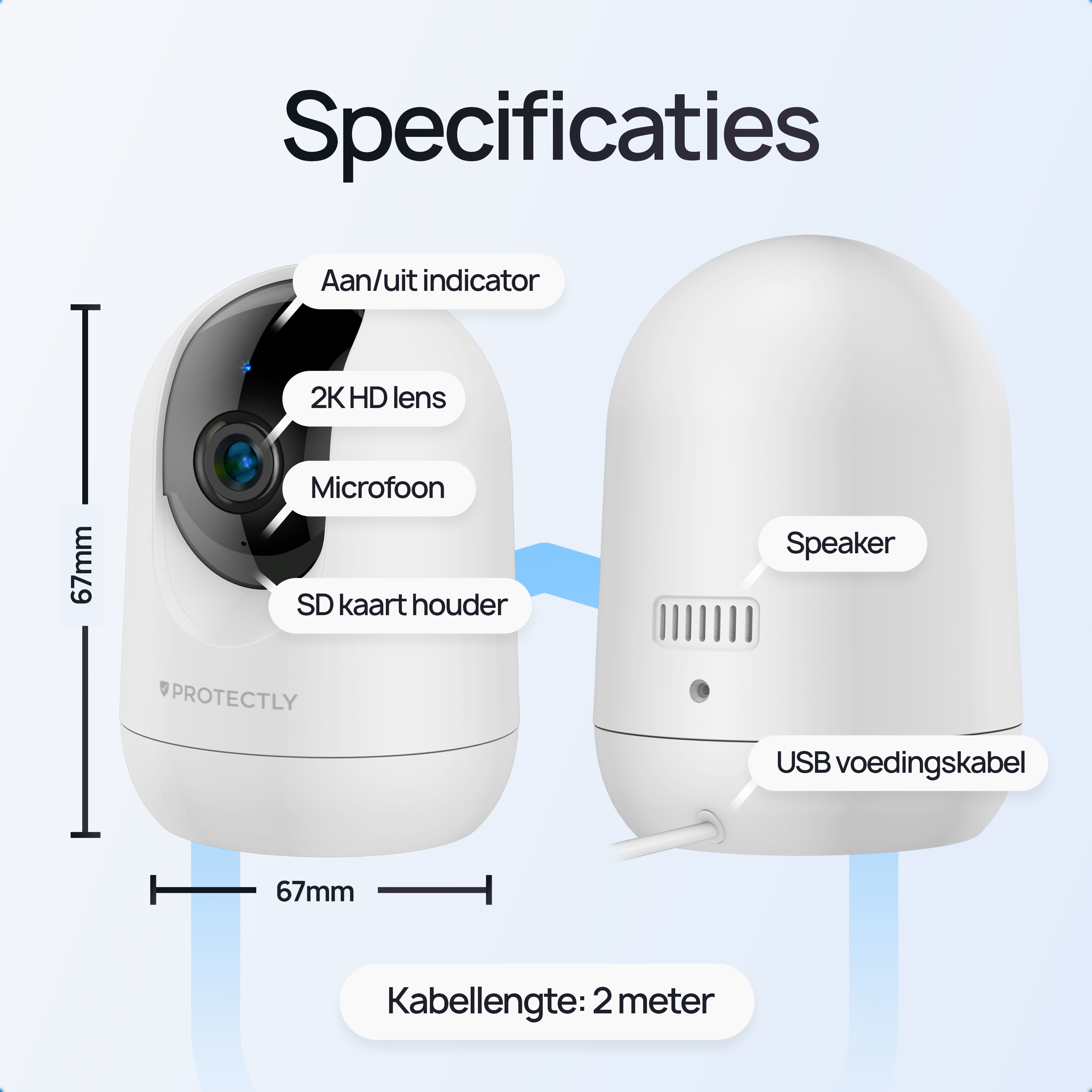 Protectly® Sicherheitskamera innen 2K - Haustierkamera
