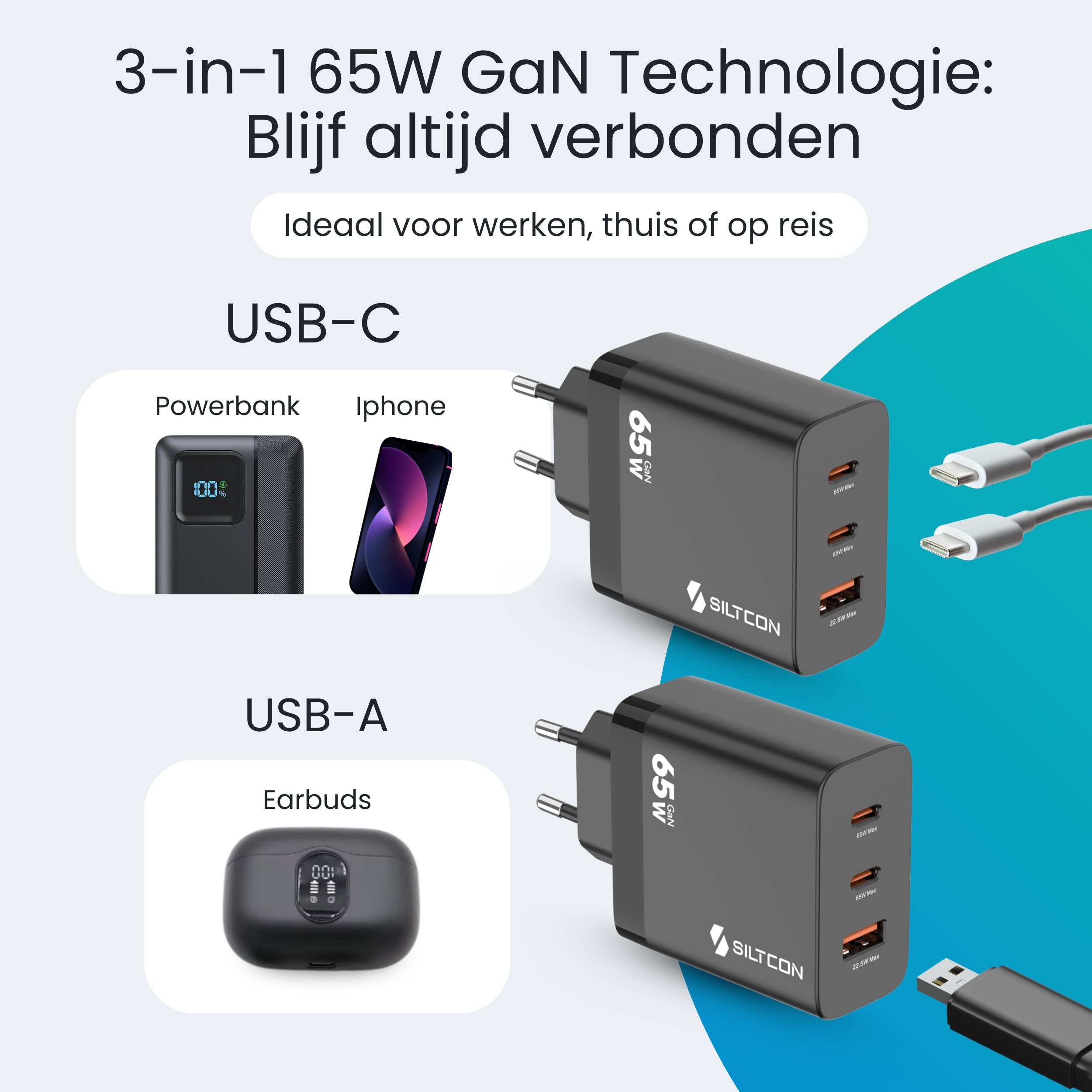 Siltcon – 65W USB-C Snellader