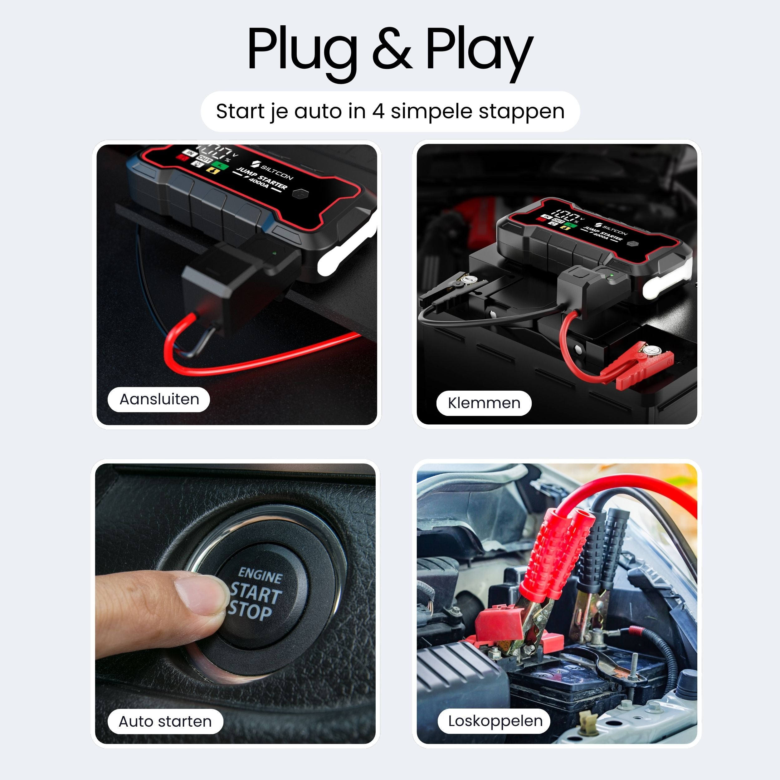 Siltcon Jumpstarter Voor Auto 4000A – Accu Starter & Powerbank 24000mAh
