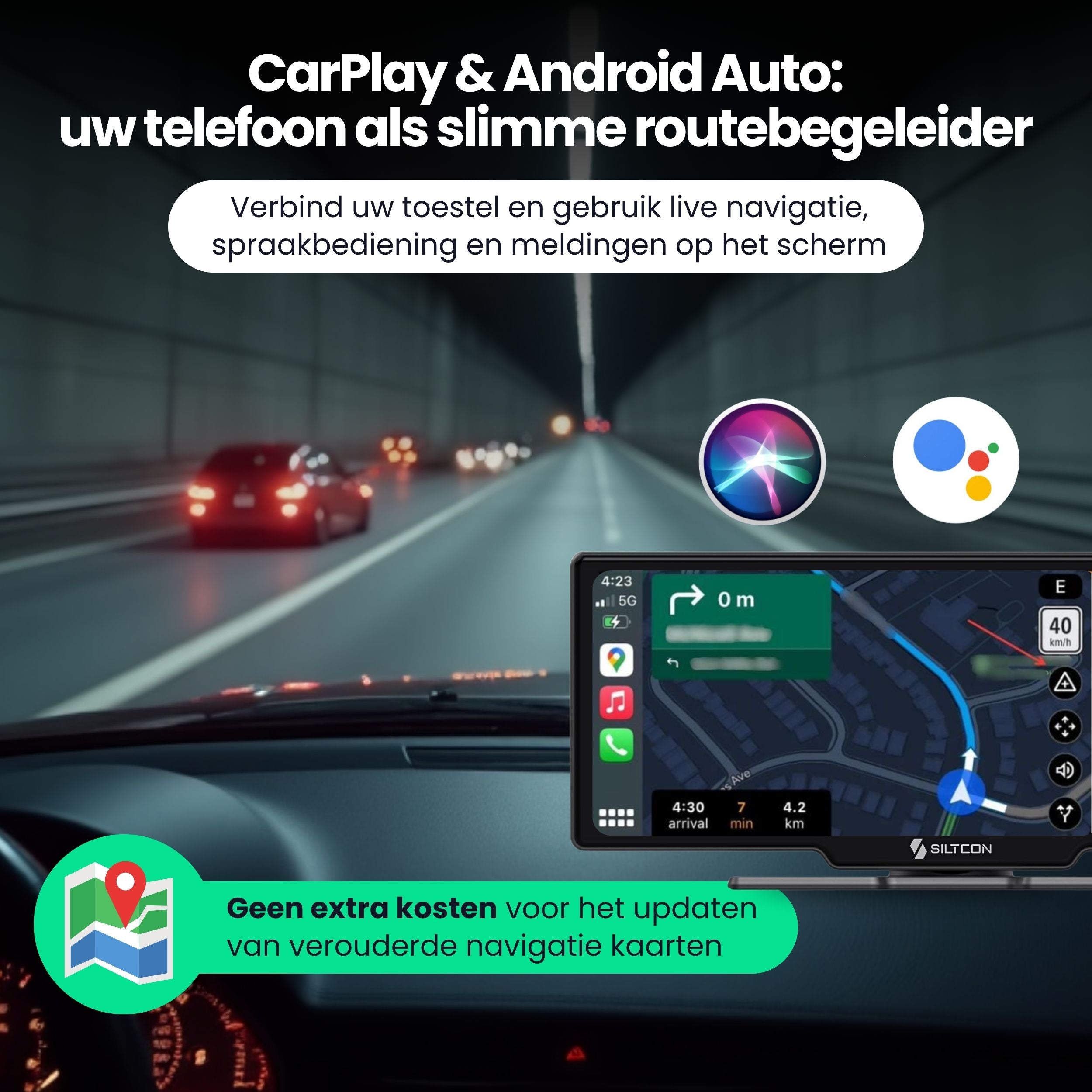 Siltcon 10.26” CarPlay Scherm – Draadloos voor iOS & Android