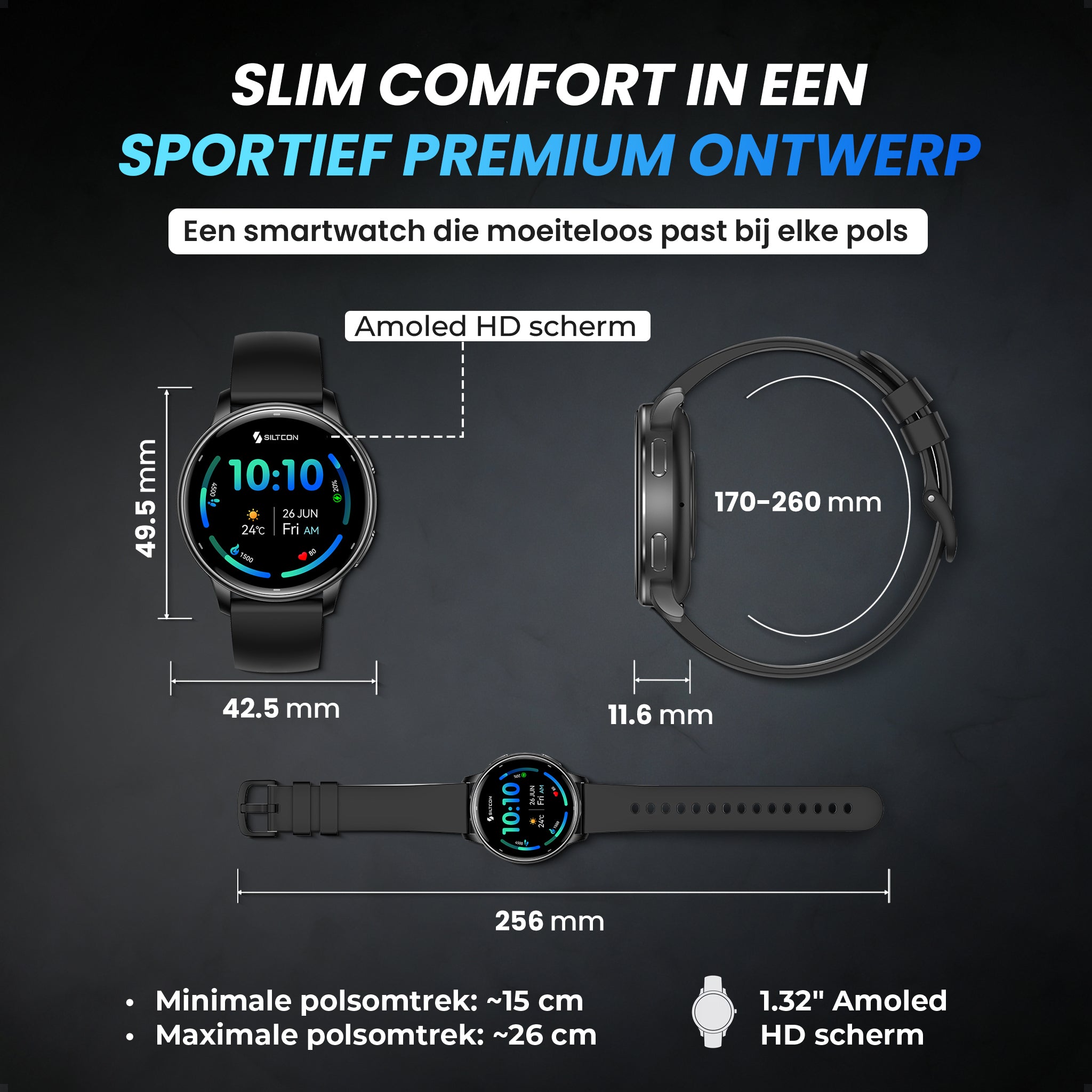 Siltcon® FitTrack Pro Smartwatch dames & heren