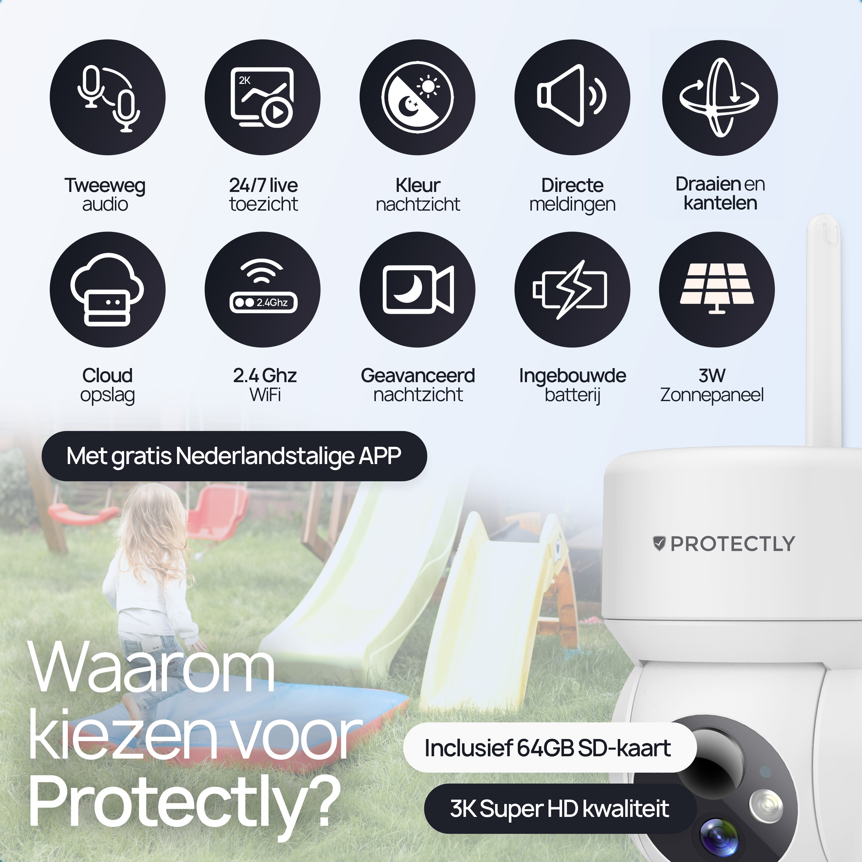 Protectly® Wireless Outdoor Security Camera