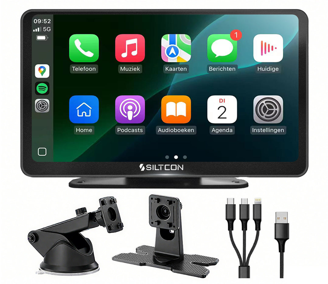 Siltcon CarPlay Scherm 7 Inch – Geschikt voor Apple & Android – Draadloos gebruik