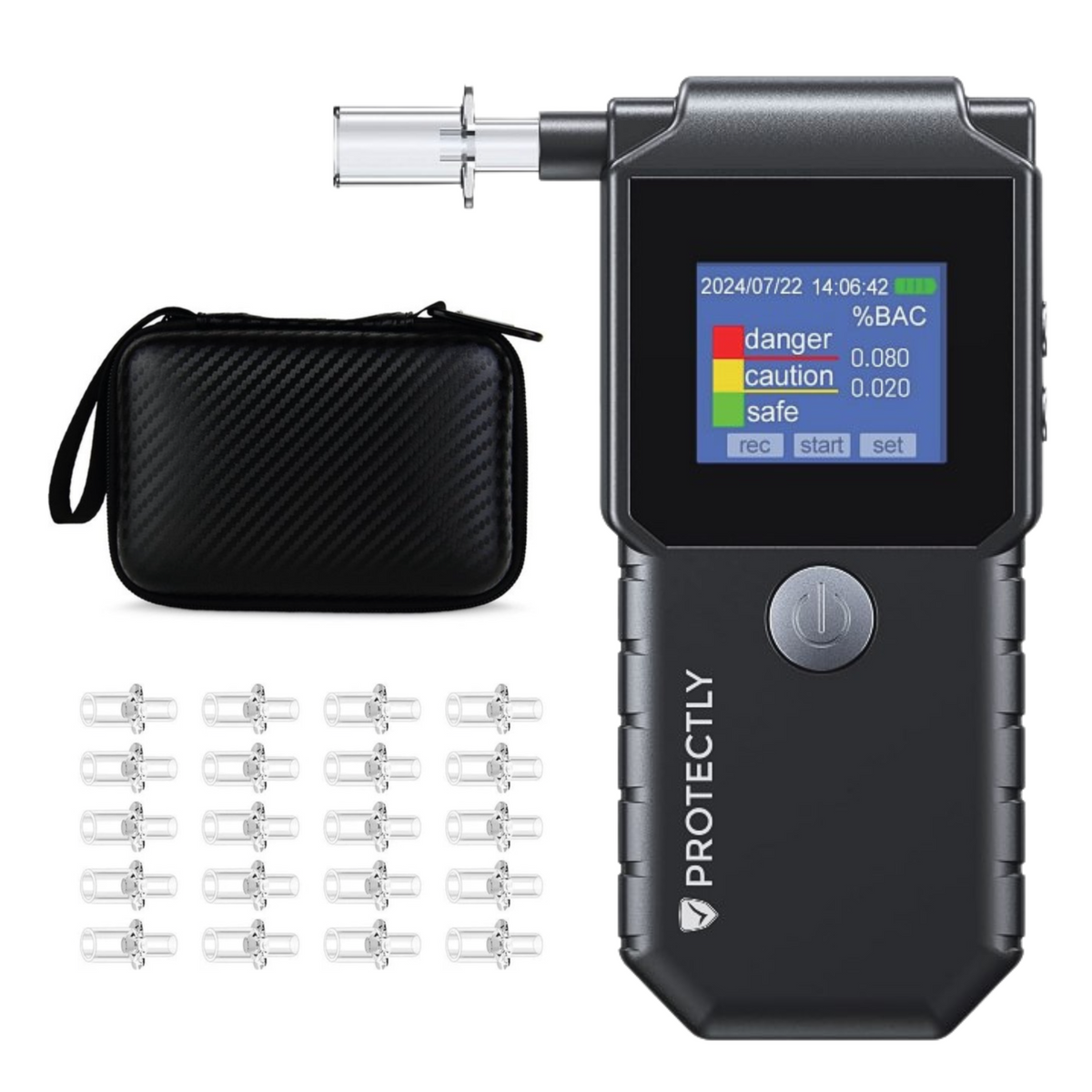 Digitale Alcoholtester Met LCD – Draagbaar – Halfgeleidersensor – 20 Mondstukken – Voor Thuis En Onderweg
