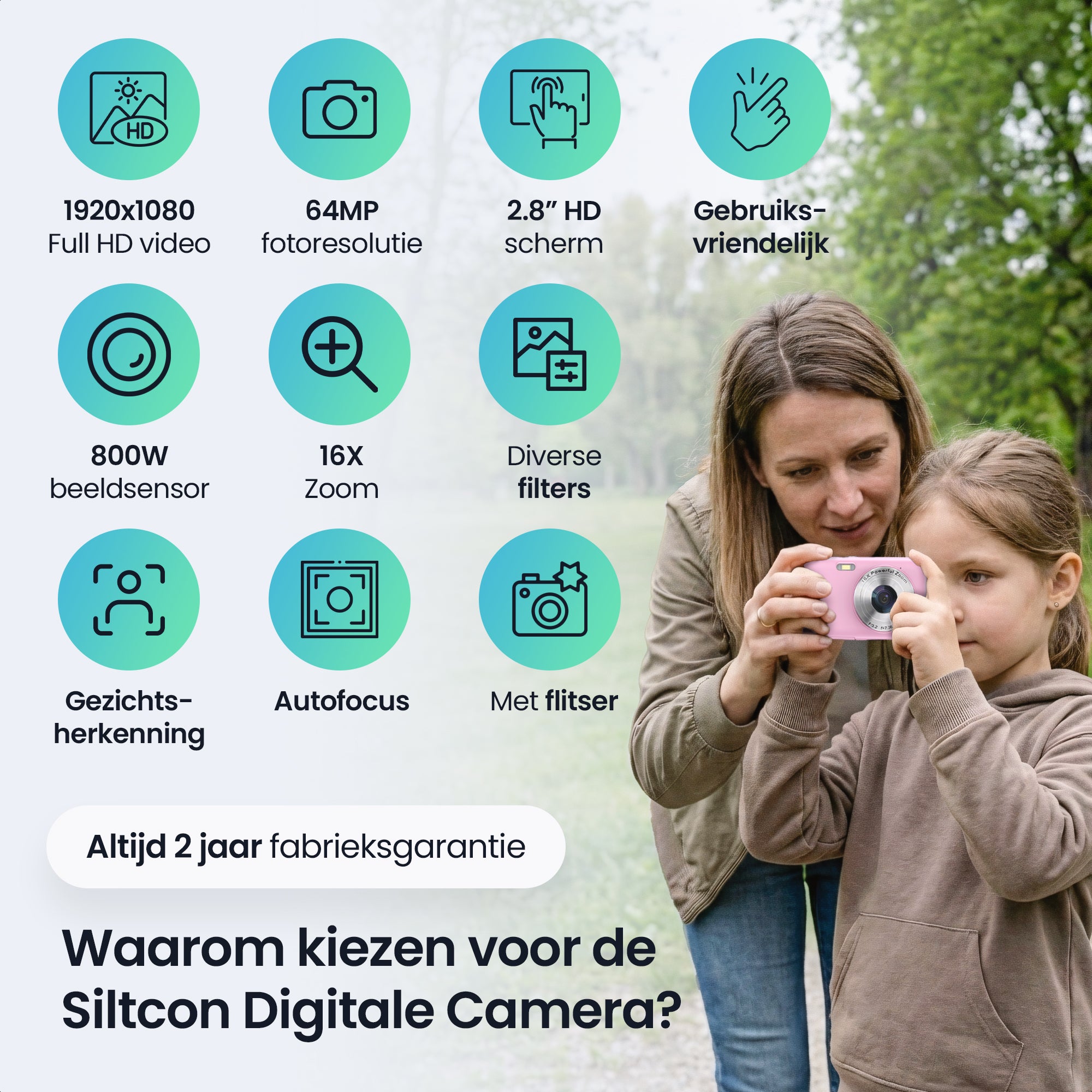 Siltcon® Digital Camera - Full HD - 64 MP - Pink