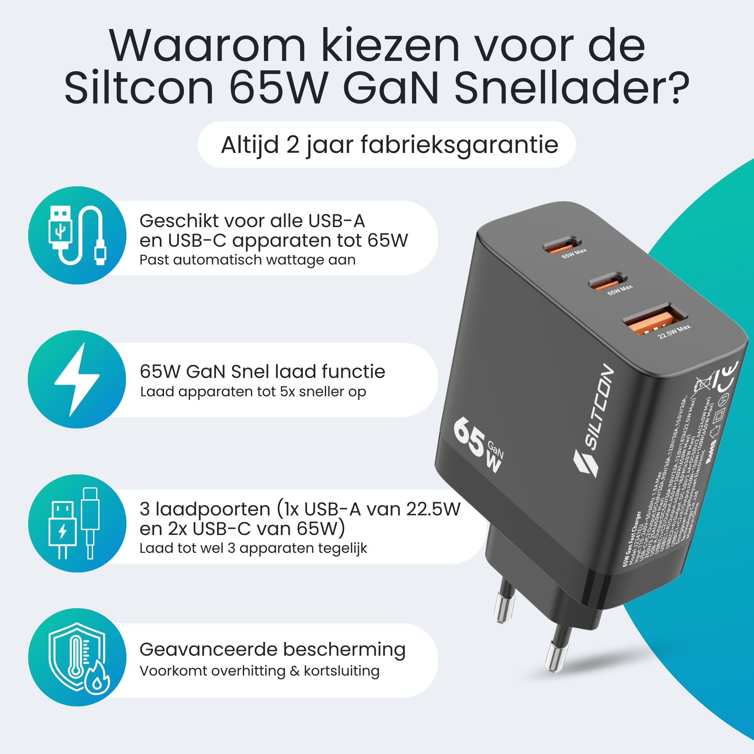 Siltcon – 65W USB-C Snellader