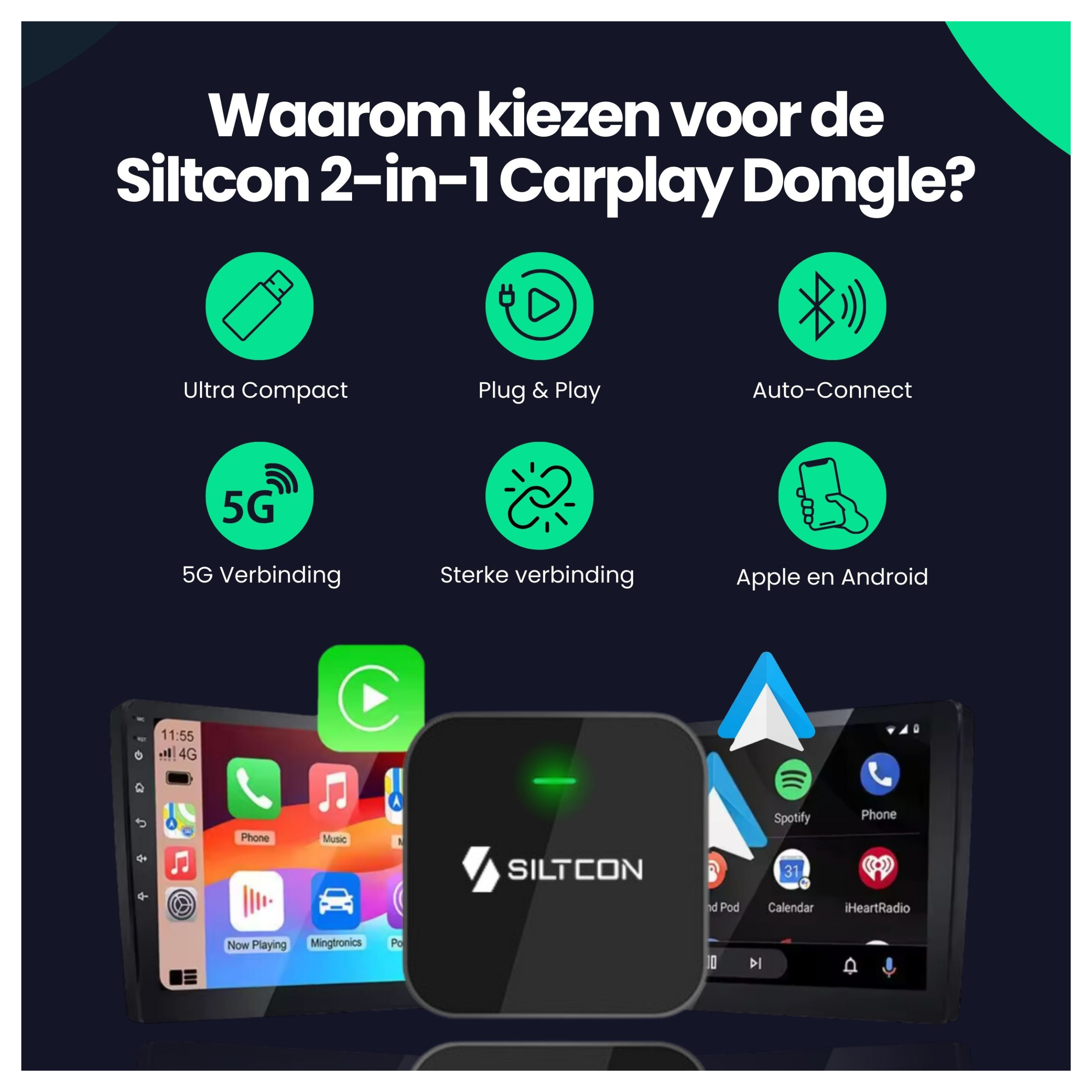 Siltcon 2-in-1 CarPlay & Android Auto Dongle