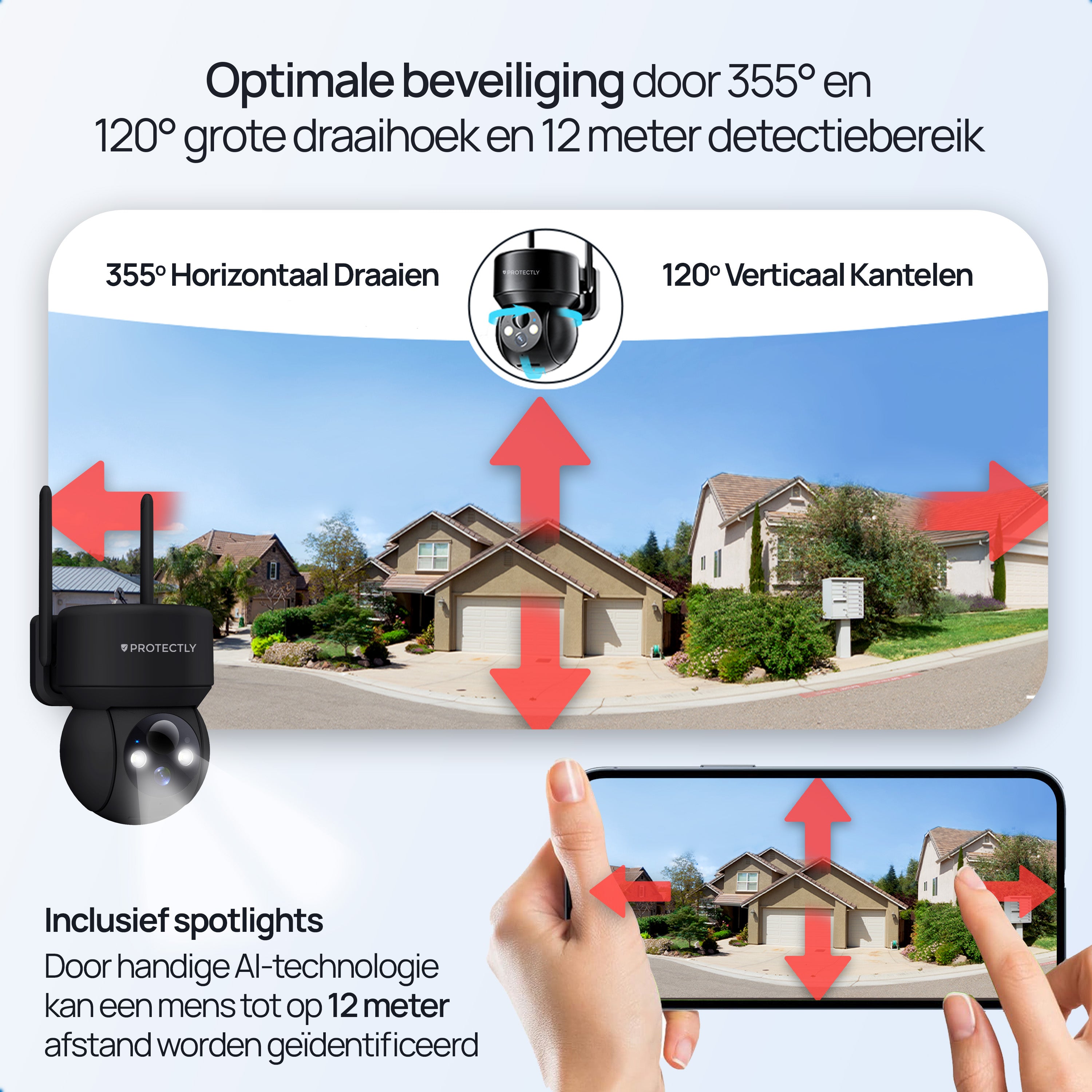 Protectly Beveiligingscamera Buiten 2K 3MP – Nachtzicht & Appbediening - Siltcon