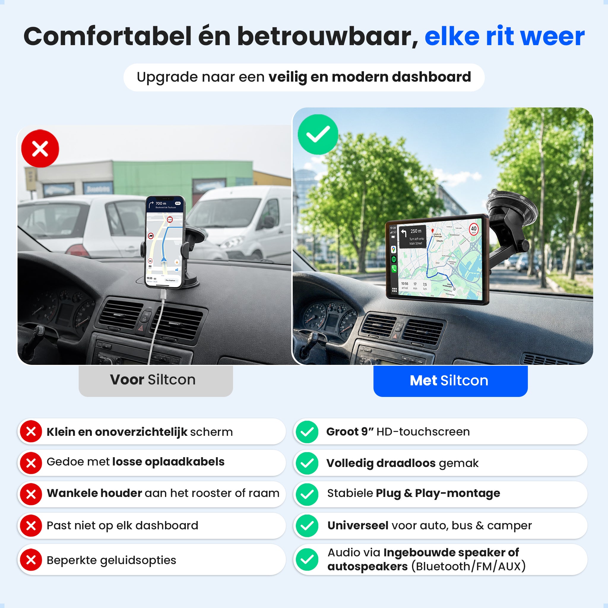 Siltcon® Geschikt voor Carplay Scherm 9 Inch