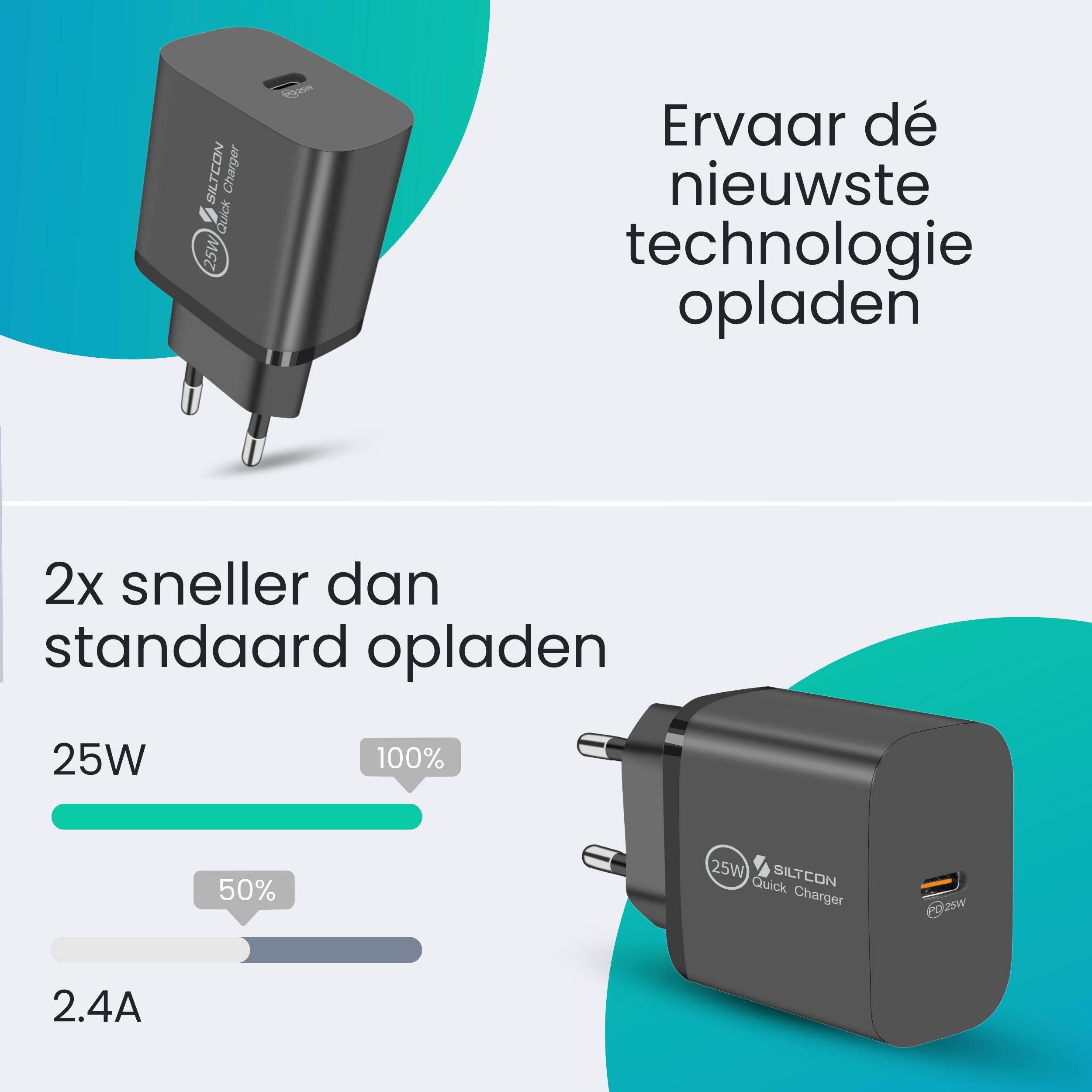 Siltcon 25W USB-C Snellader – Compact & Supersnel Opladen