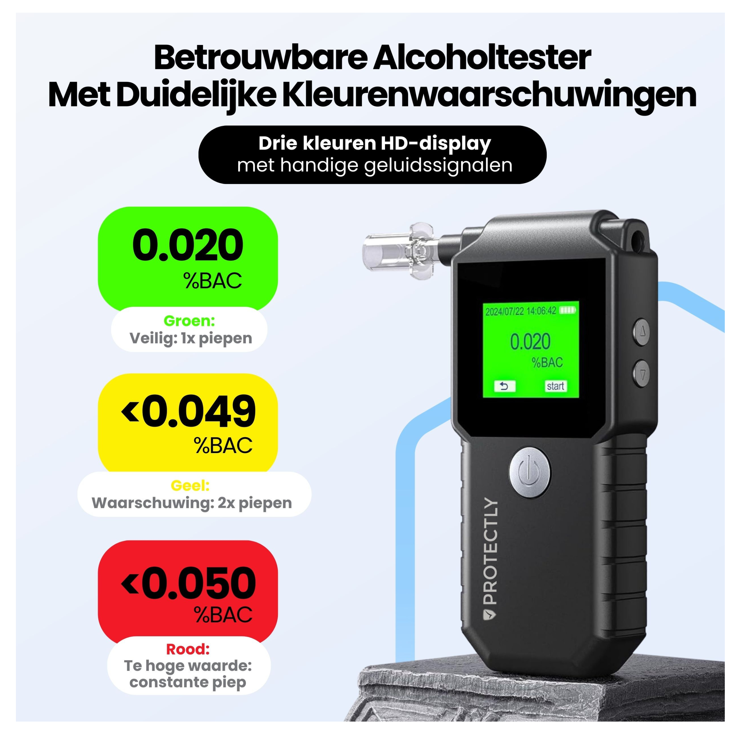 Protectly Alcoholtester Digitaal – 20 mondstukjes - Siltcon