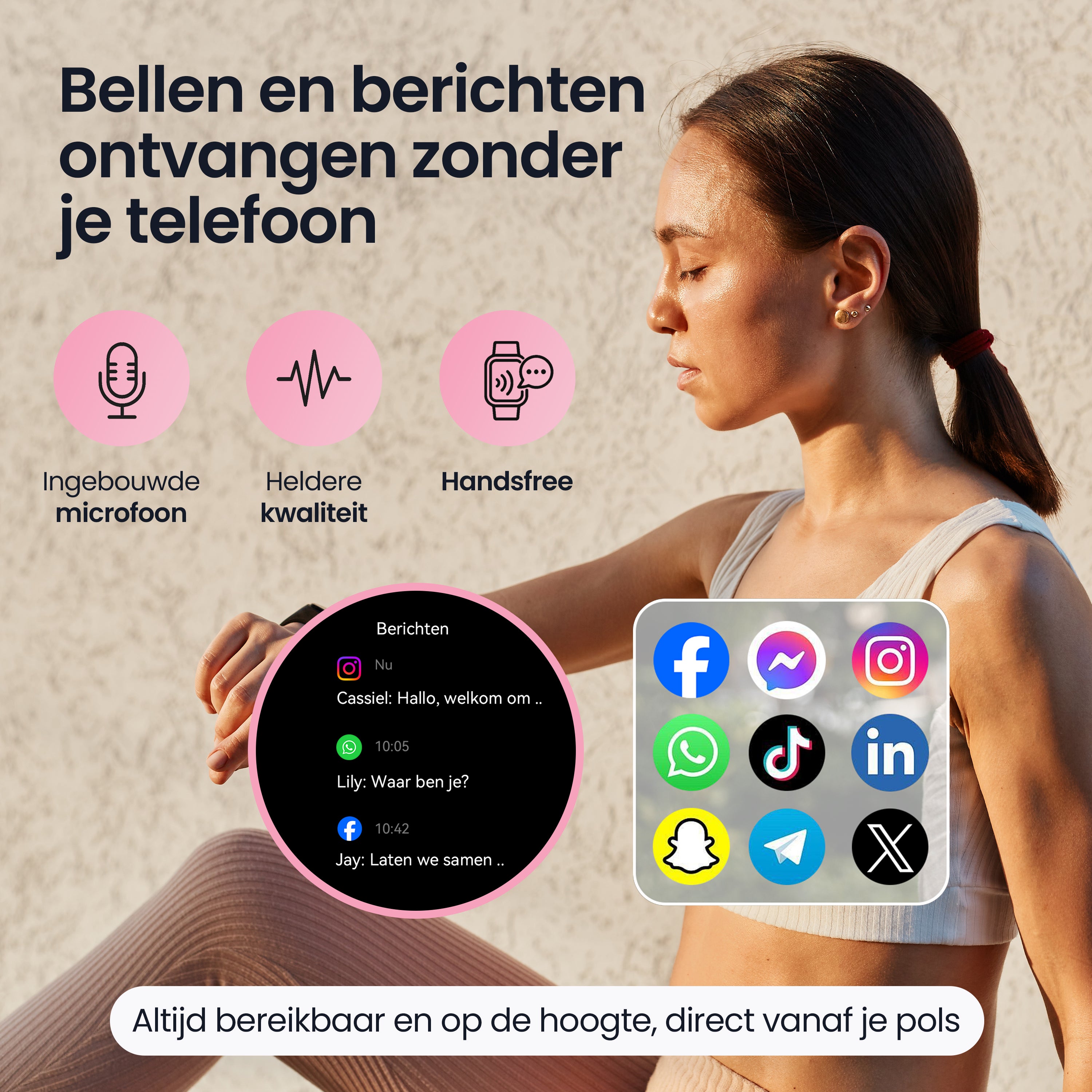 Siltcon Auréa Smartwatch Dames – Incl. 5 bandjes