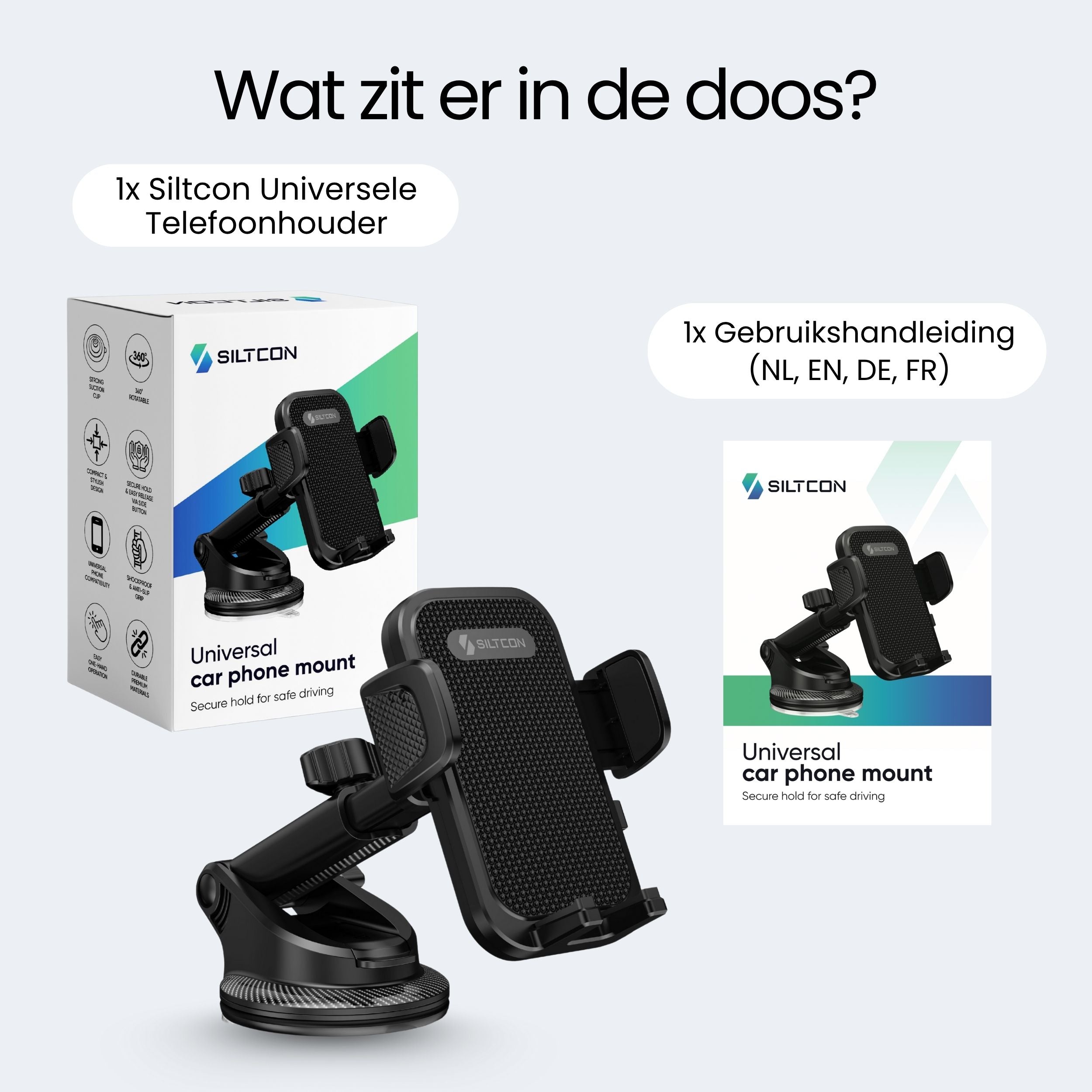 Siltcon Universele Telefoonhouder Auto – Zuignap Bevestiging & 360° Draaibaar