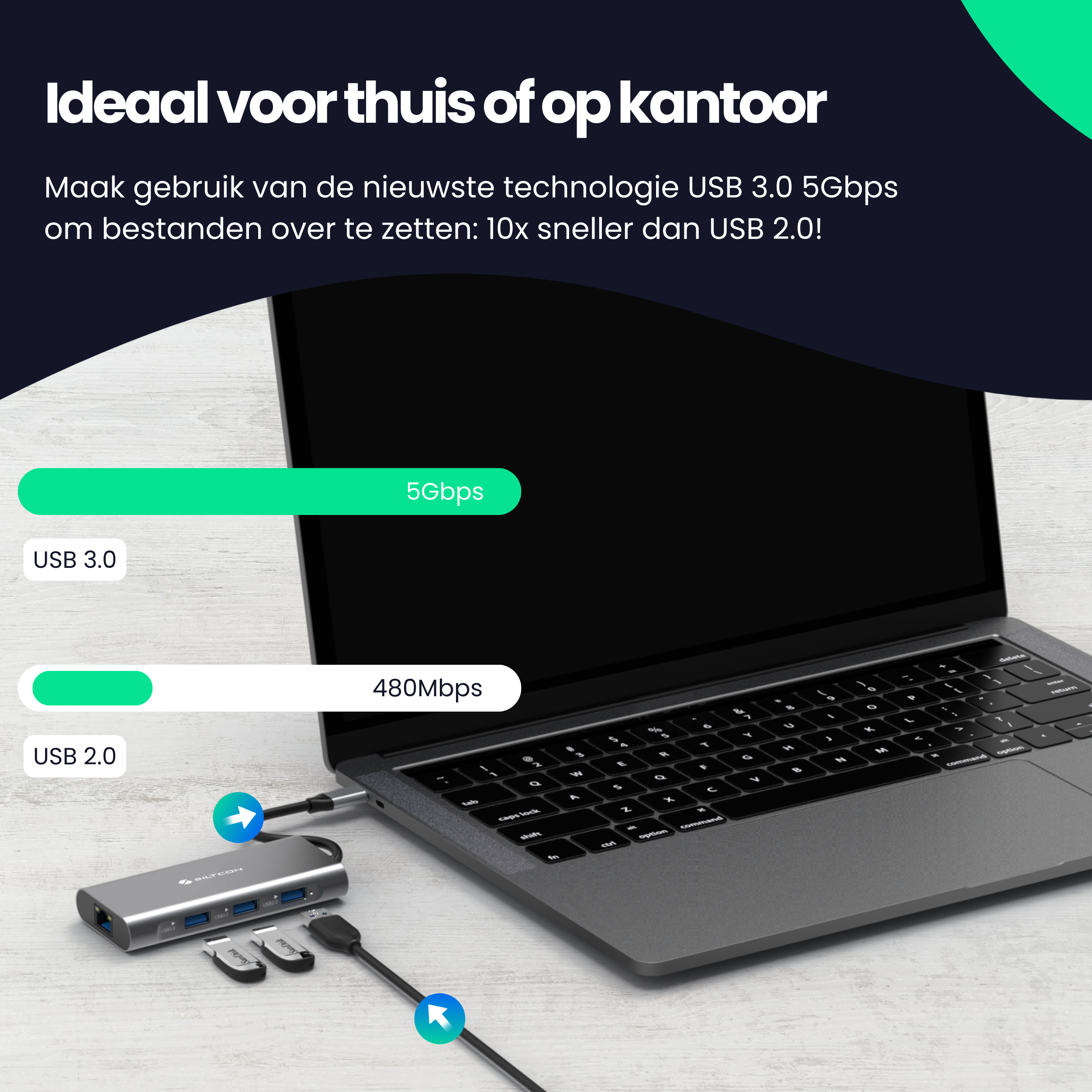 Siltcon 8-in-1 USB C Hub – USB C naar HDMI Hub - Siltcon