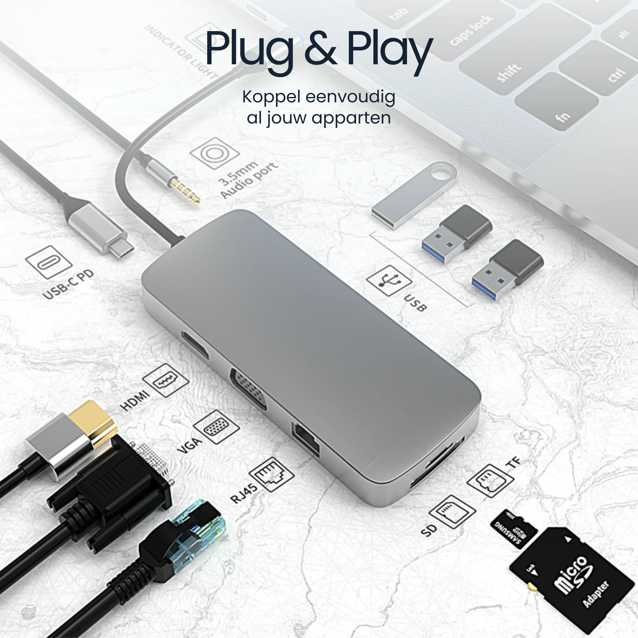 Siltcon 10-in-1 USB-C Hub voor Laptop - Siltcon