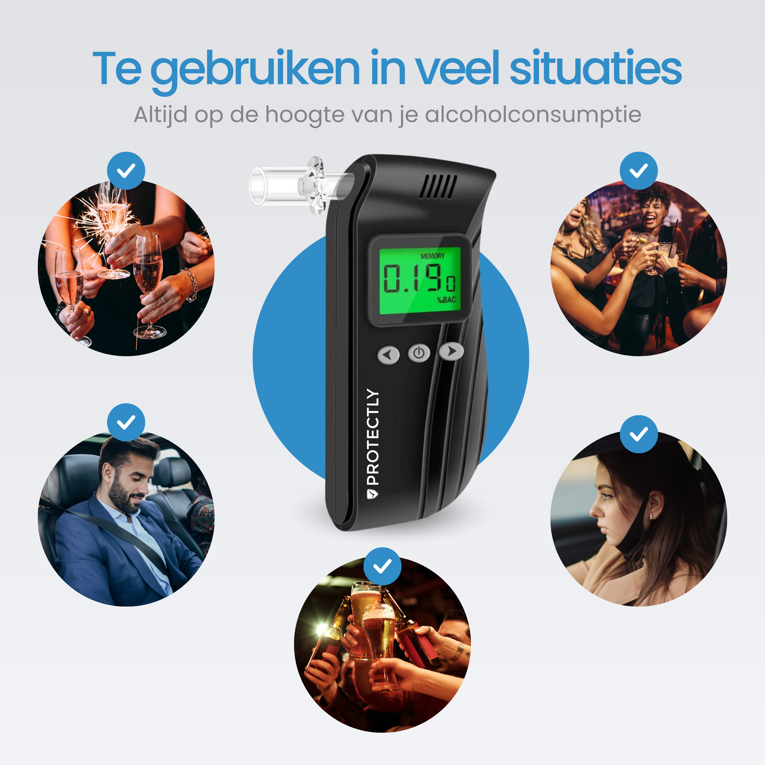 Protectly Digitale Alcoholtester 1.0 20 extra mondstukjes - Siltcon