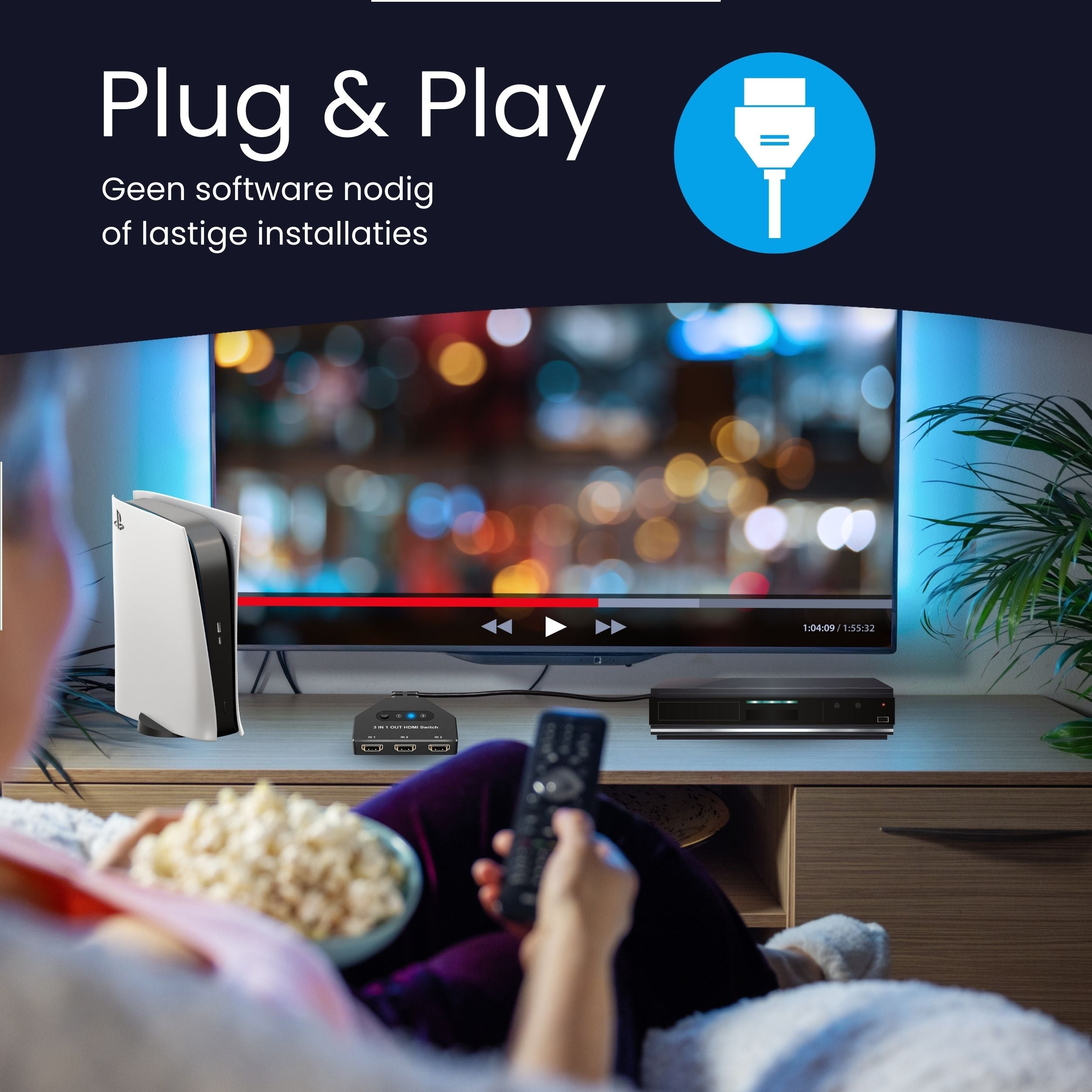 Siltcon® HDMI Switch - 4K 60Hz - 3 inputs 1 output