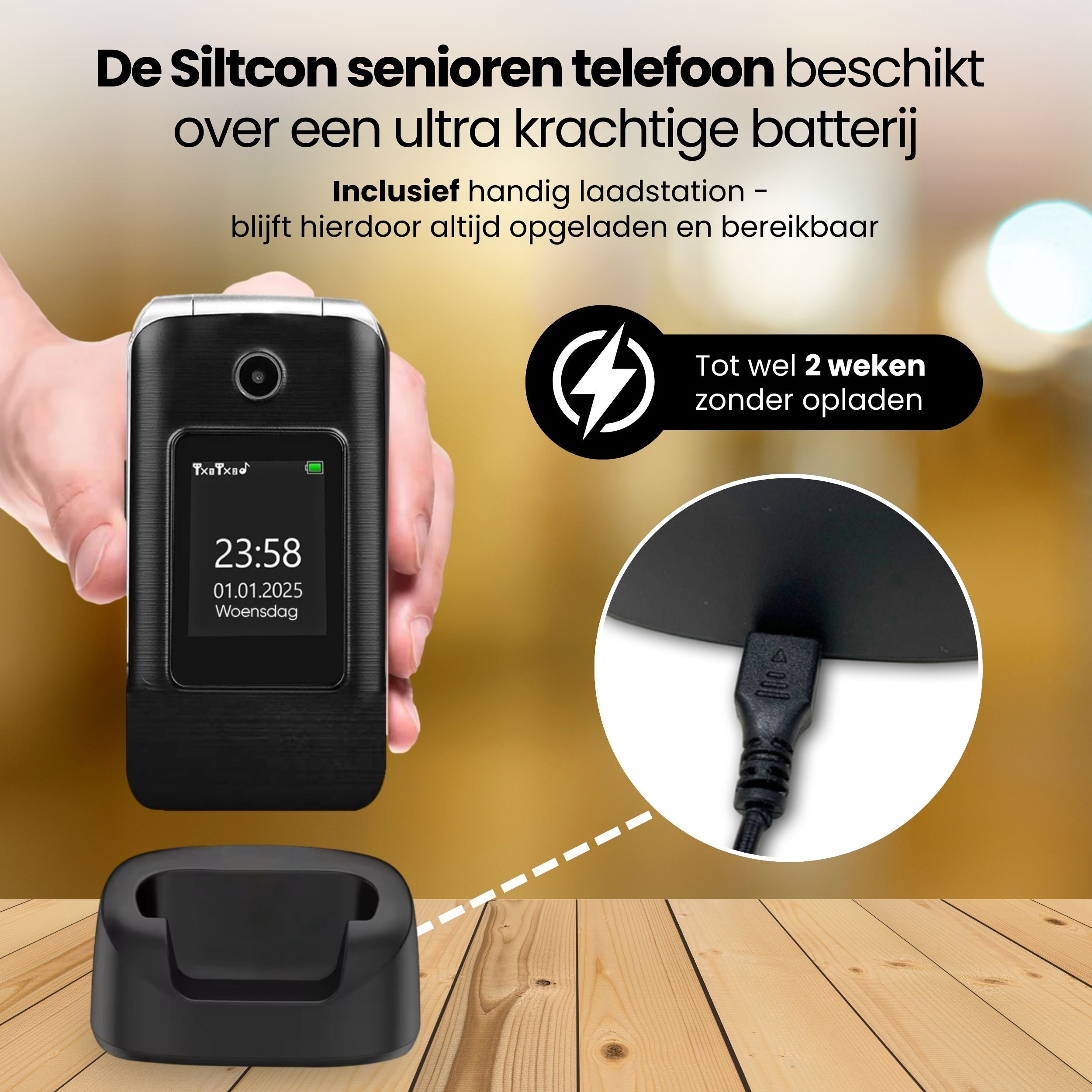 Siltcon Senioren Telefoon Klapbaar – Grote toetsen – SOS-noodknop & 4G
