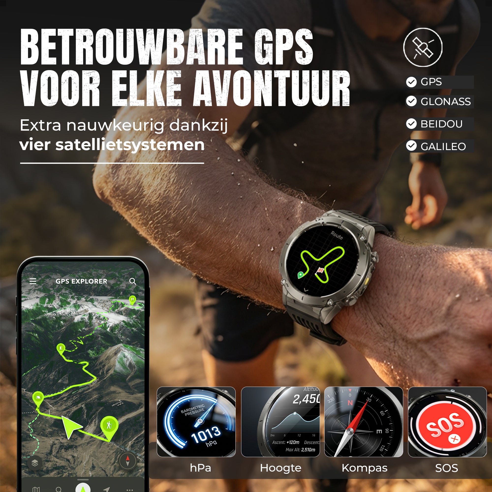LET OP: PRE ORDER!! Siltcon® Vortex GPS Smartwatch