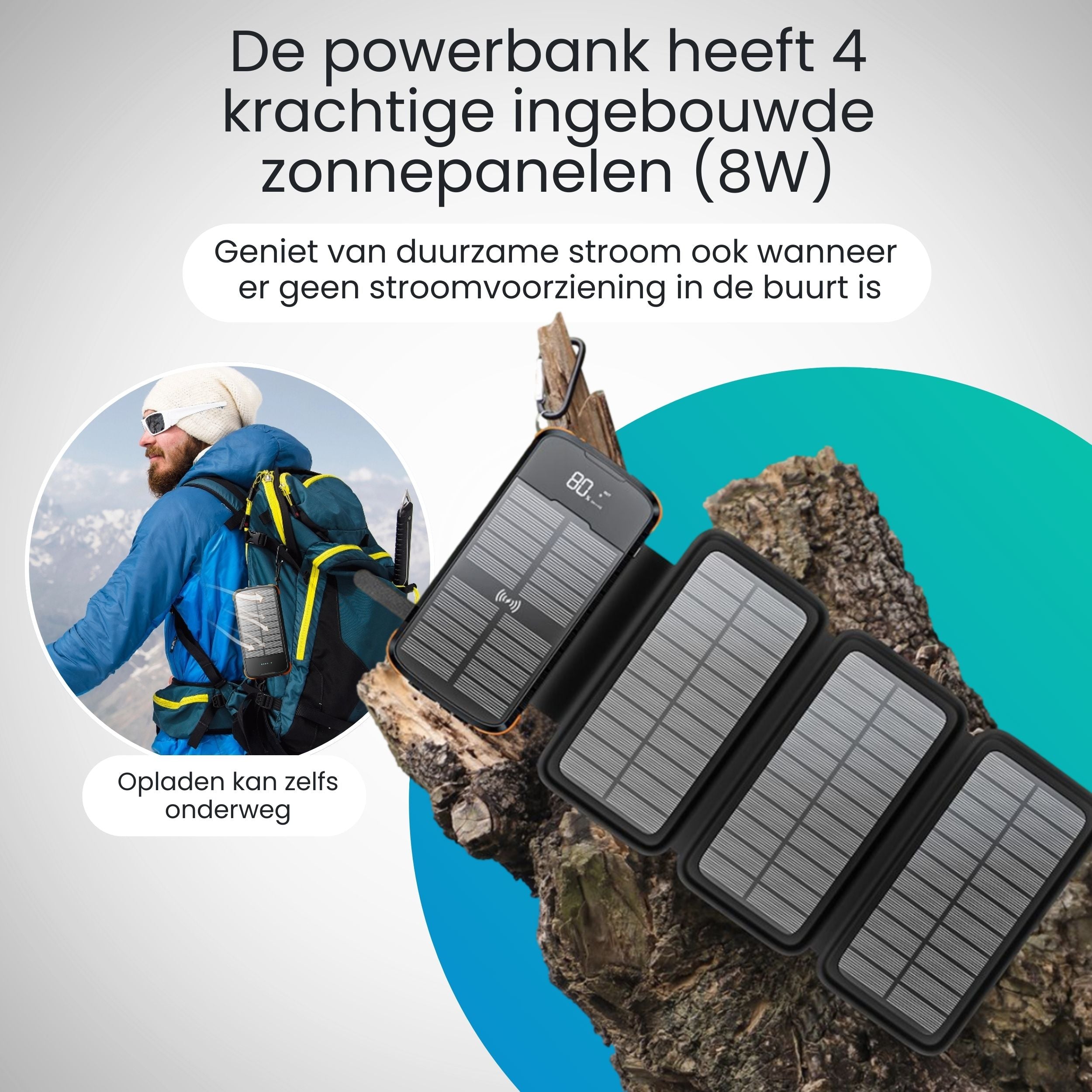 Siltcon® Powerbank with 4 solar panels