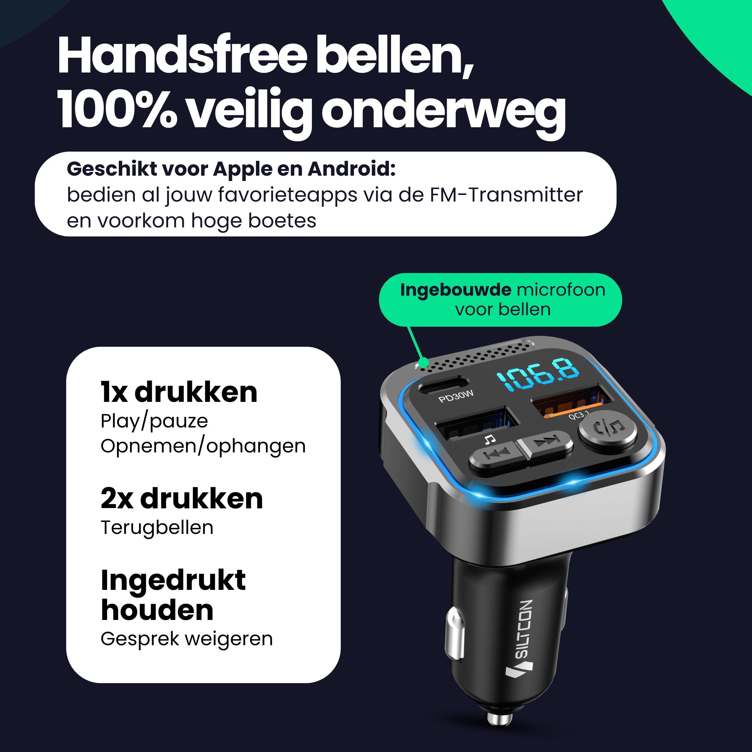 Siltcon Bluetooth FM Transmitter Auto - Siltcon