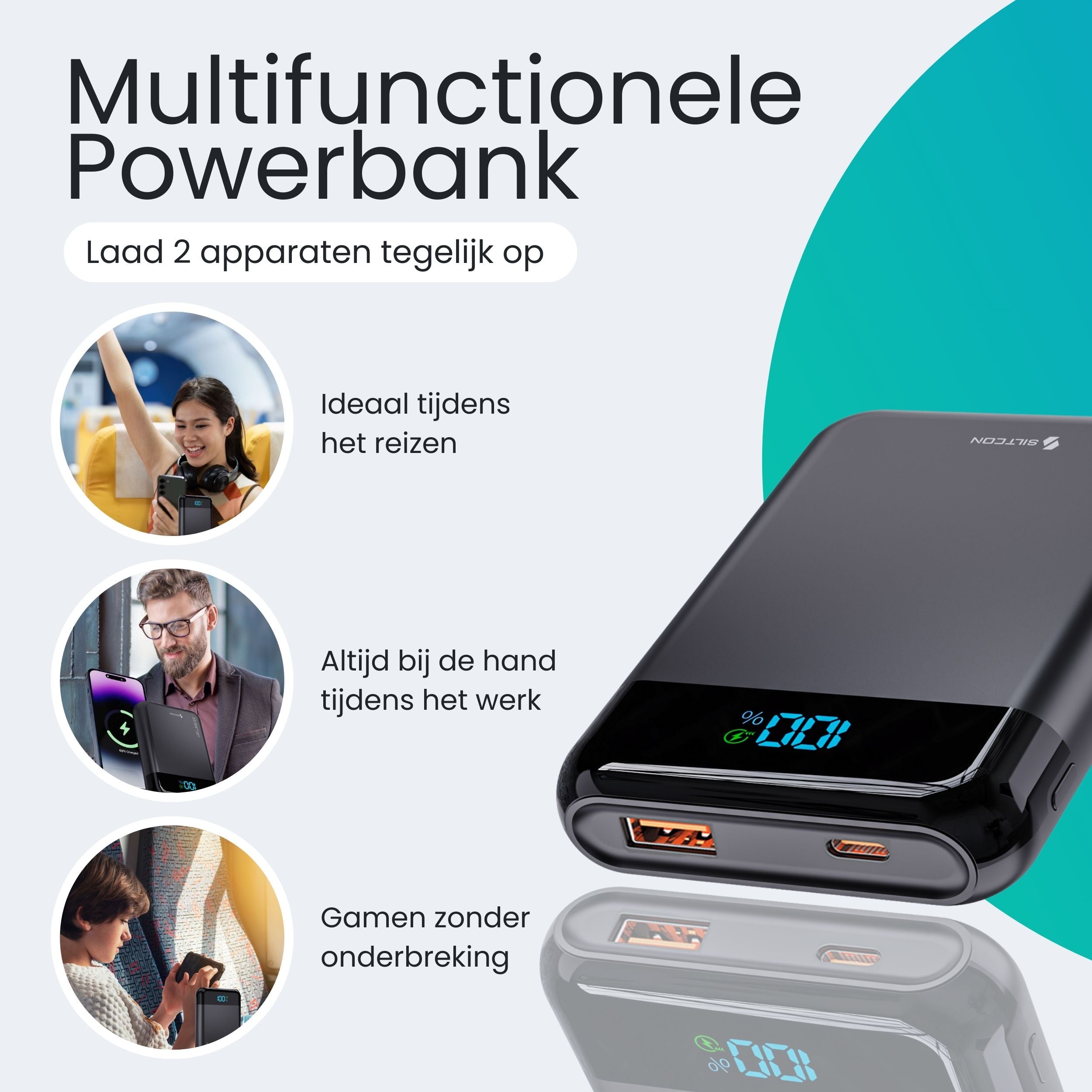 Siltcon® Ultra Compacte Powerbank 10000 mAh