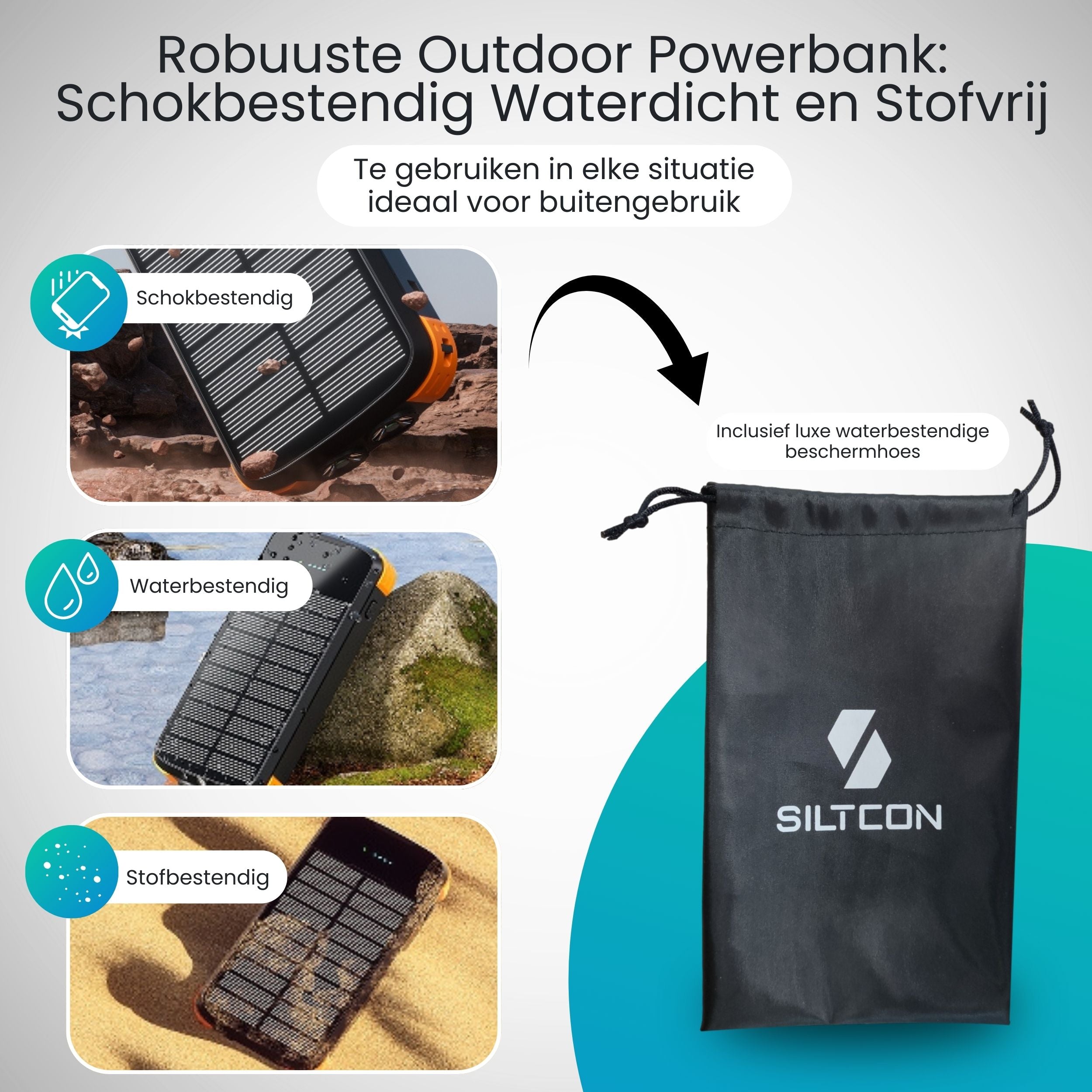 Siltcon® Powerbank with 4 solar panels
