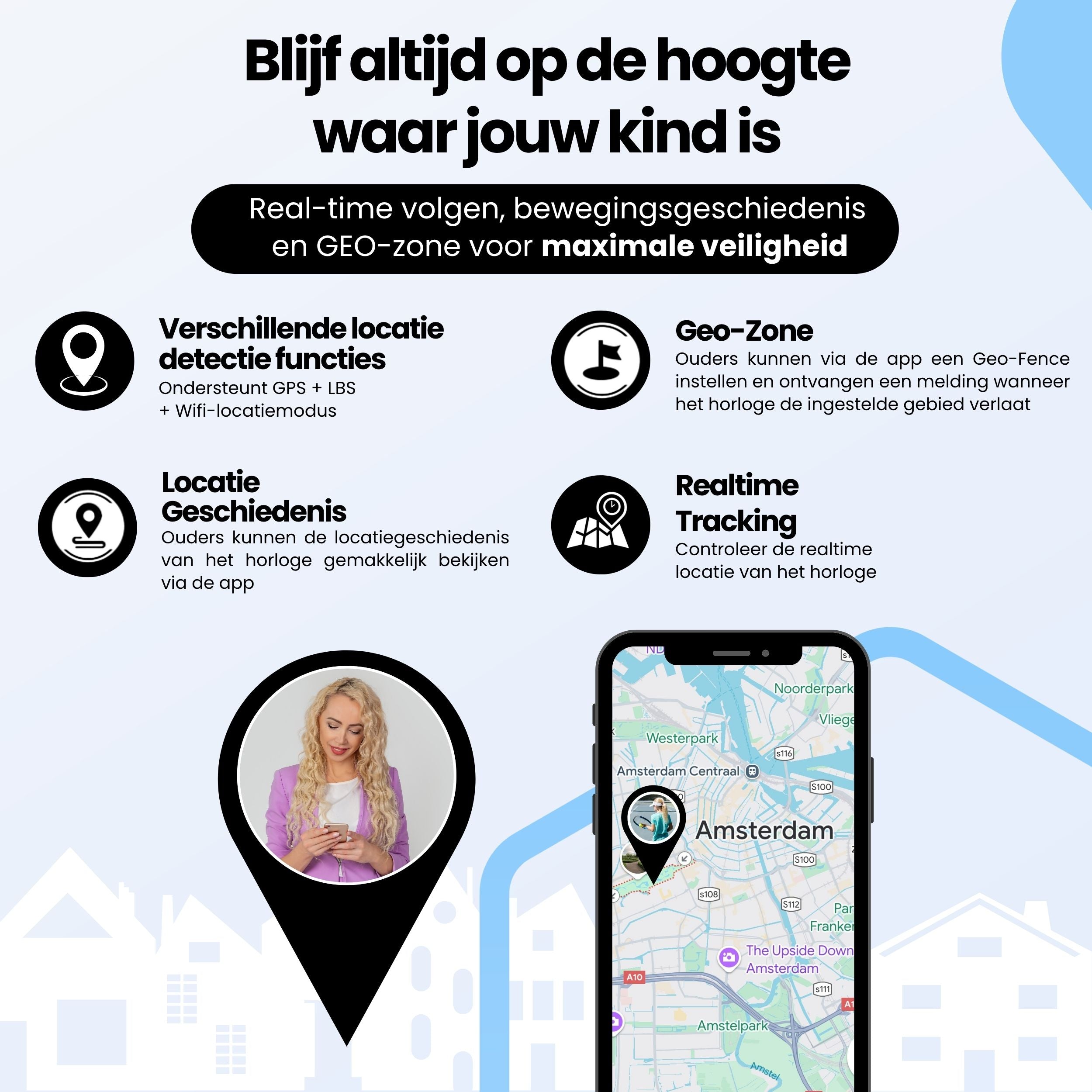 Protectly Kids Smartwatch – GPS horloge kinderen – Smartwatch kind met bellen - Roze