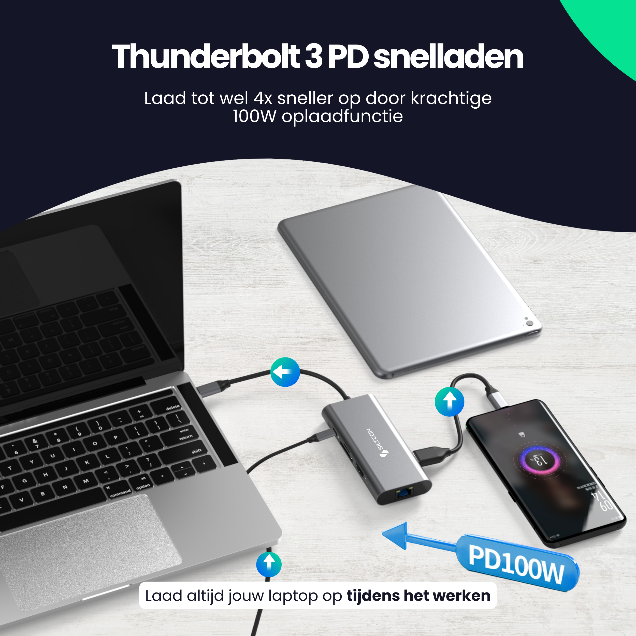 Siltcon 8-in-1 USB C Hub – USB C naar HDMI Hub - Siltcon