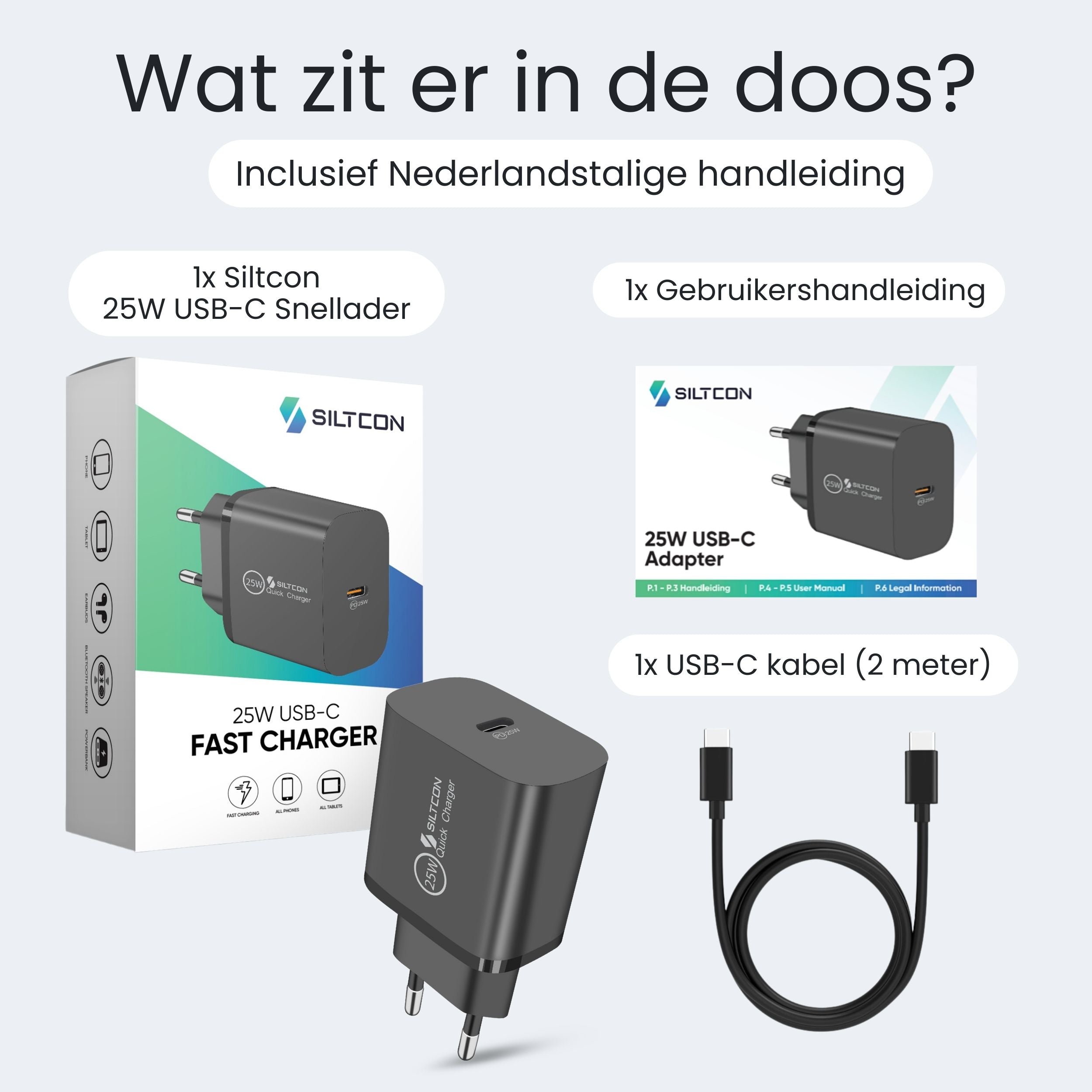 Siltcon 25W USB-C Snellader – Compact & Supersnel Opladen