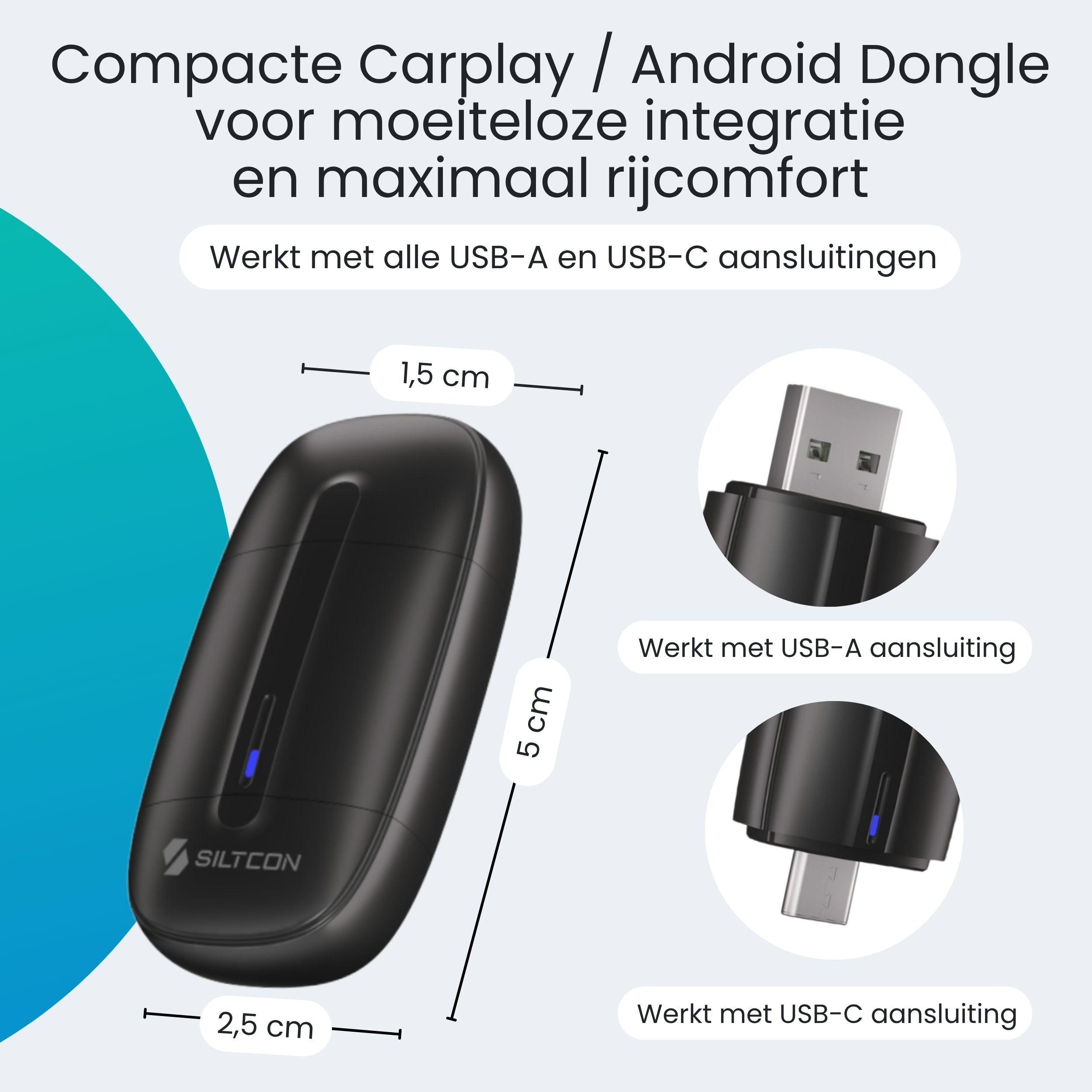 Siltcon® CarPlay Dongle – Draadloos CarPlay & Android Auto