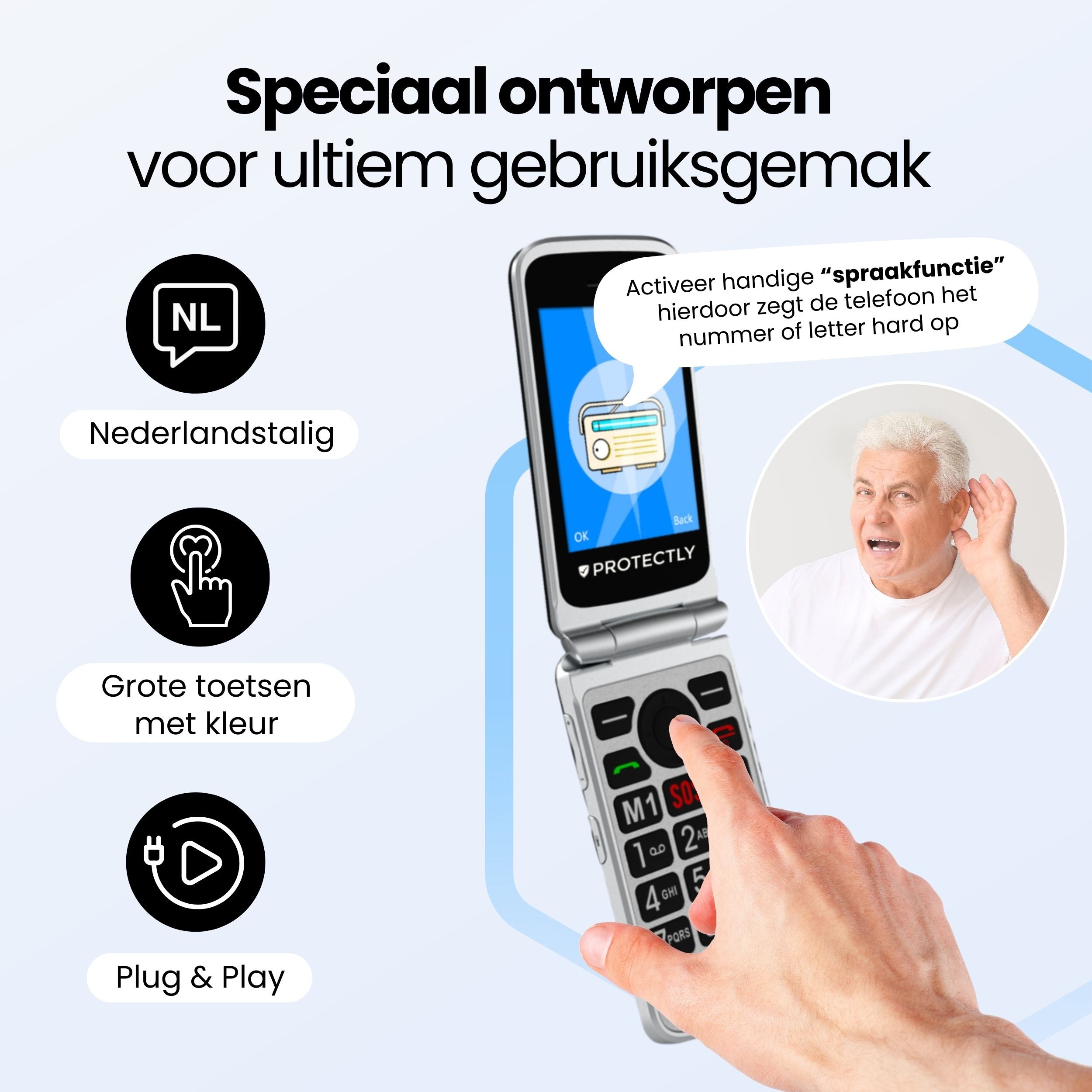 Siltcon Senioren Telefoon Klapbaar – Grote toetsen – SOS-noodknop & 4G