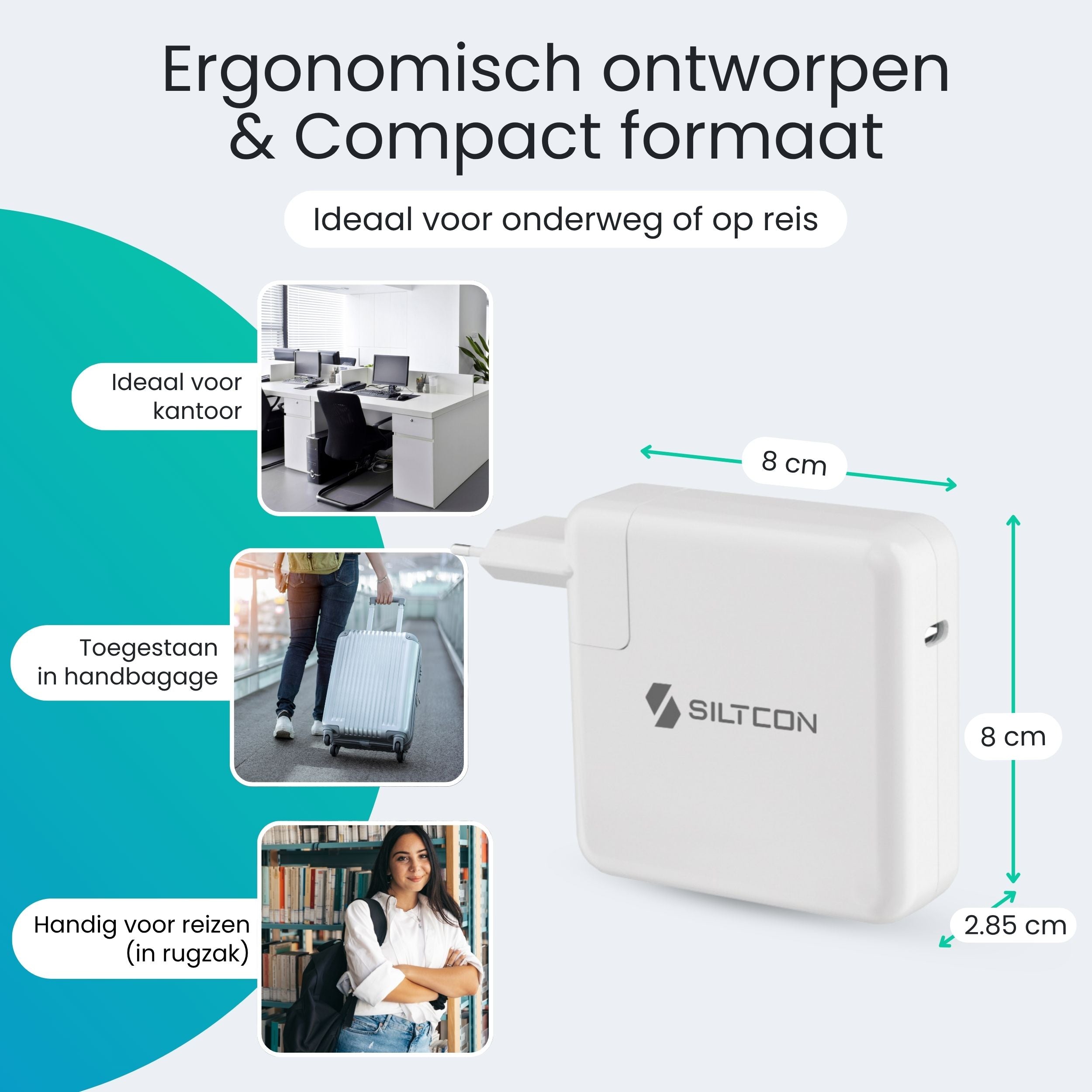 Siltcon USB-C Adapter 96W – Snellader MacBook, iPhone & Laptop