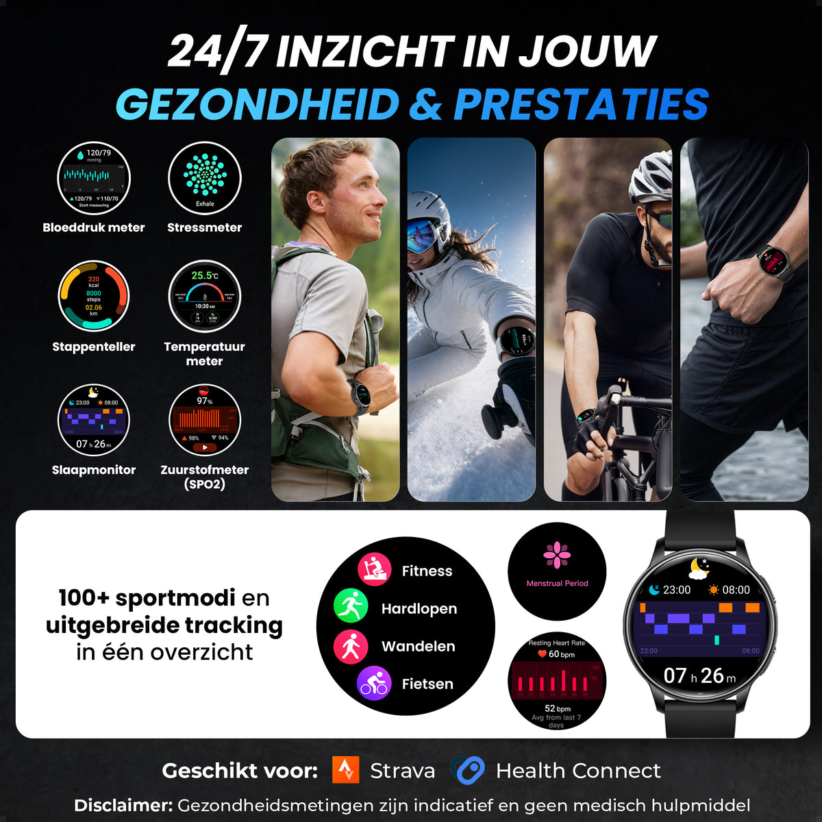 Siltcon® FitTrack Pro Smartwatch dames & heren