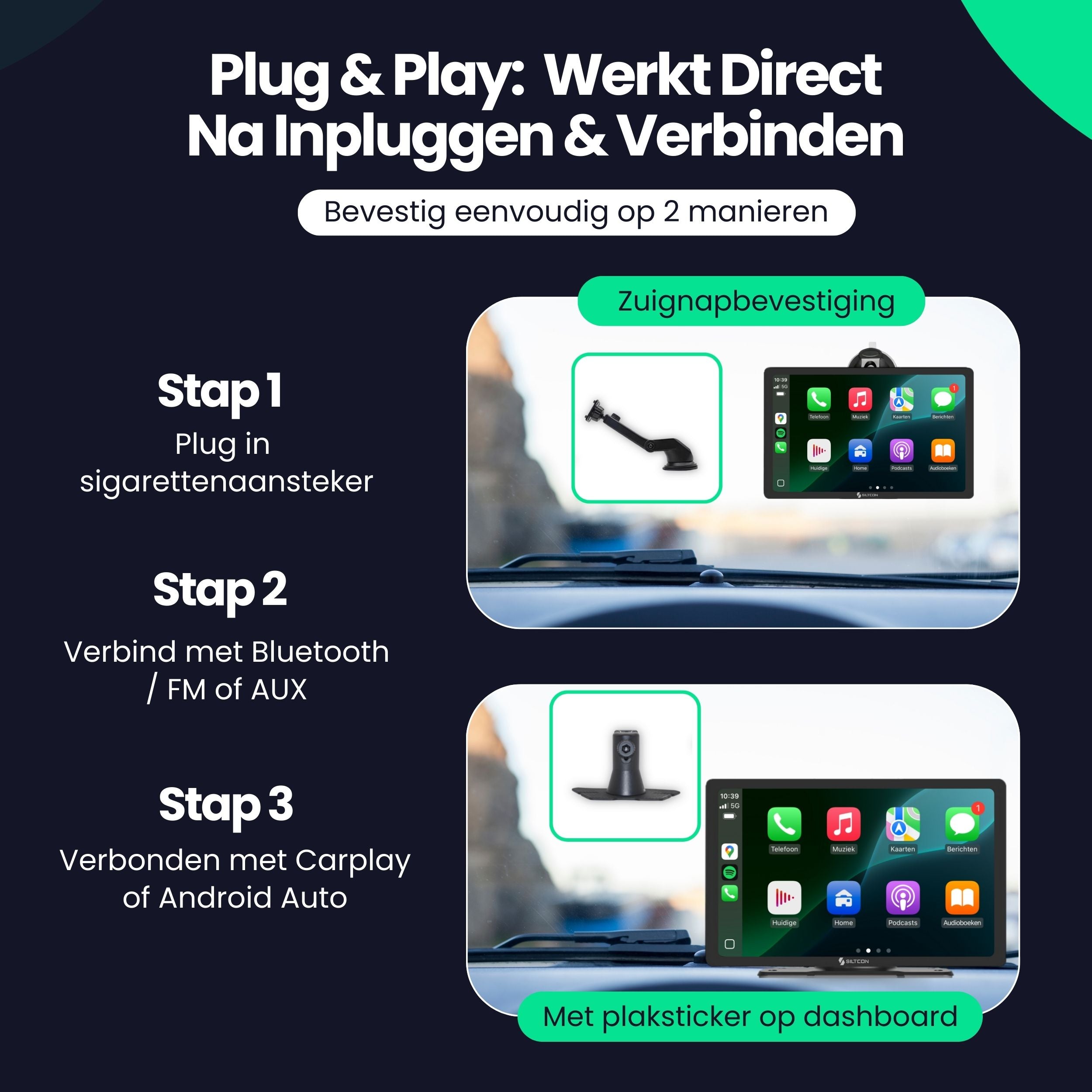 Siltcon 9” Carplay Scherm / Android Auto
