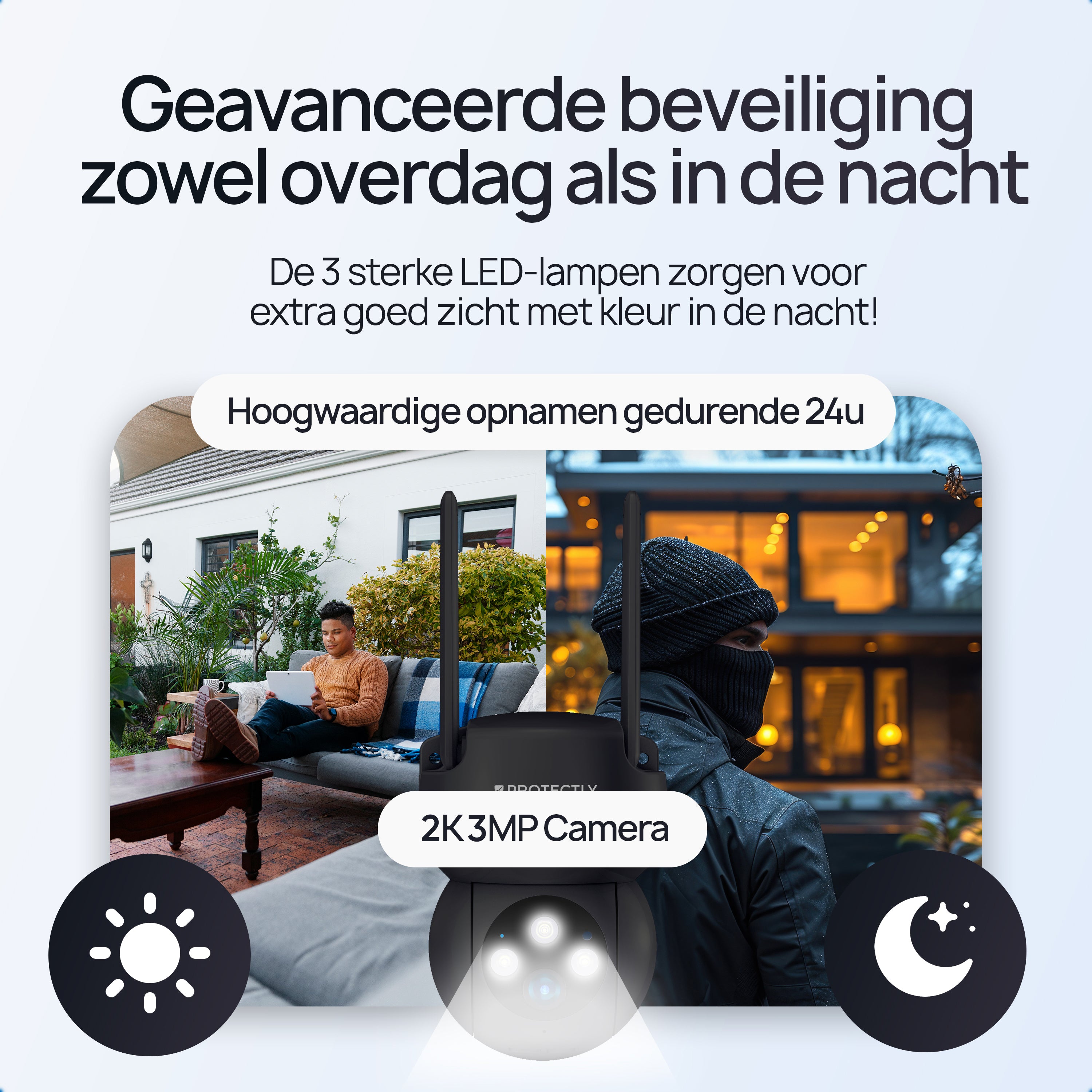 Protectly Beveiligingscamera Buiten 2K 3MP – Nachtzicht & Appbediening - Siltcon