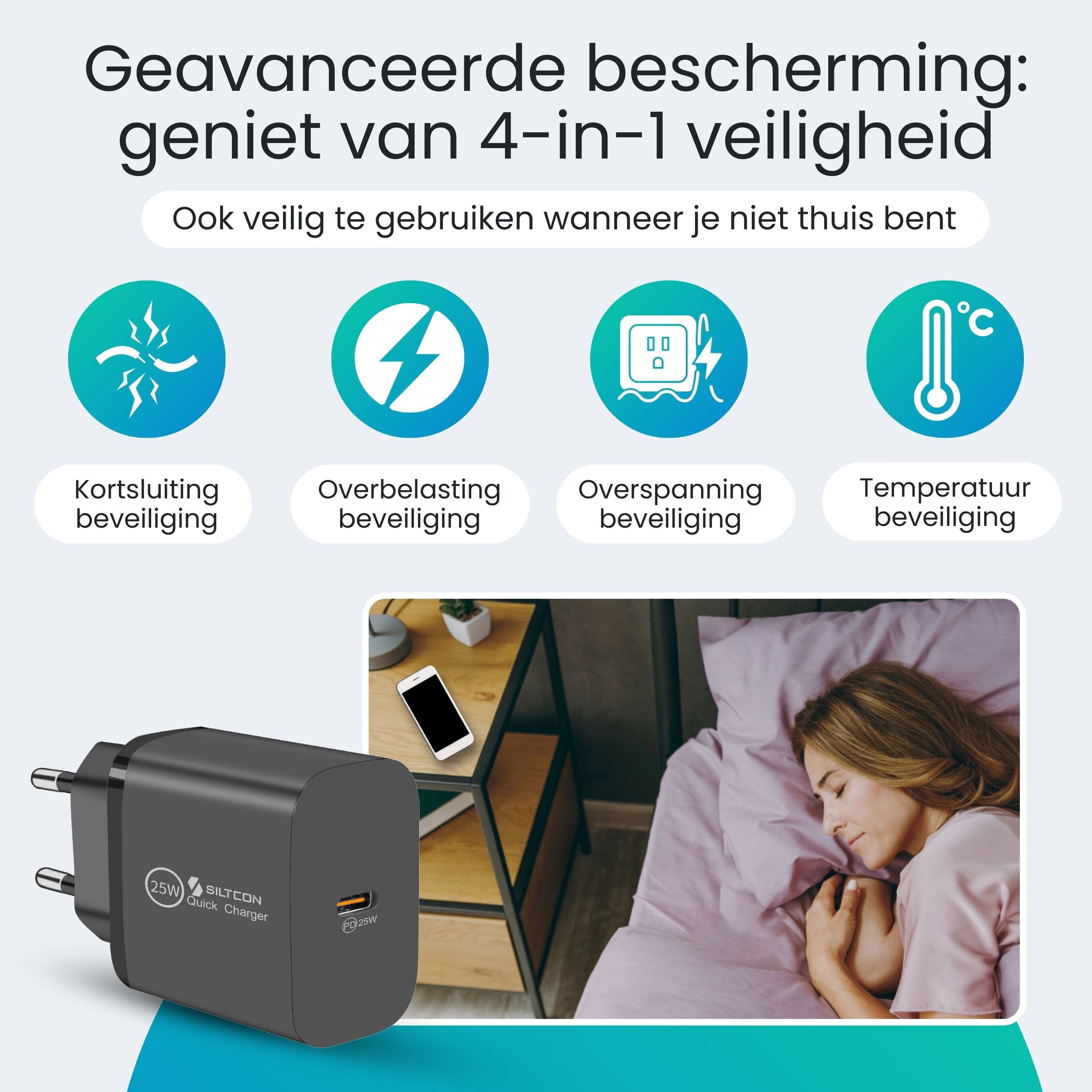 Siltcon 25W USB-C Snellader – Compact & Supersnel Opladen
