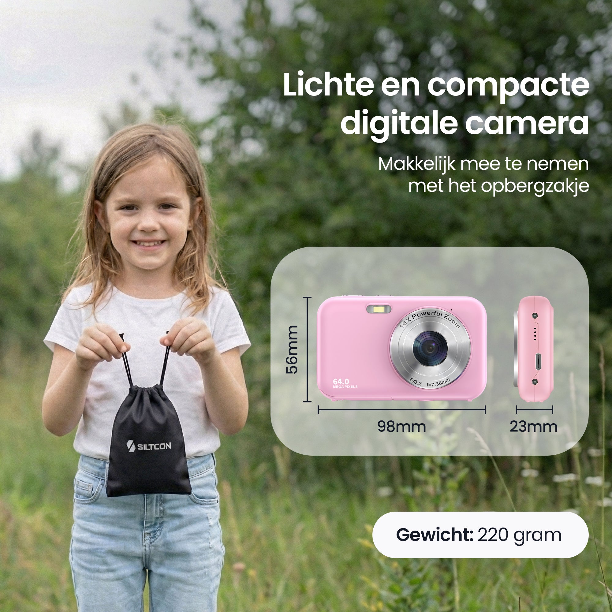 Siltcon® Digital Camera - Full HD - 64 MP - Pink
