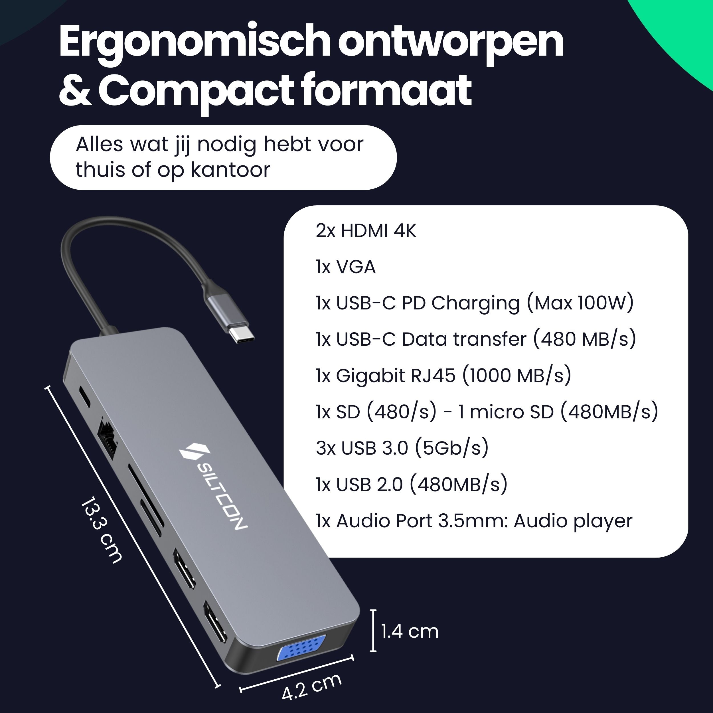 Siltcon 13-in-1 USB-C Hub – HDMI 4K