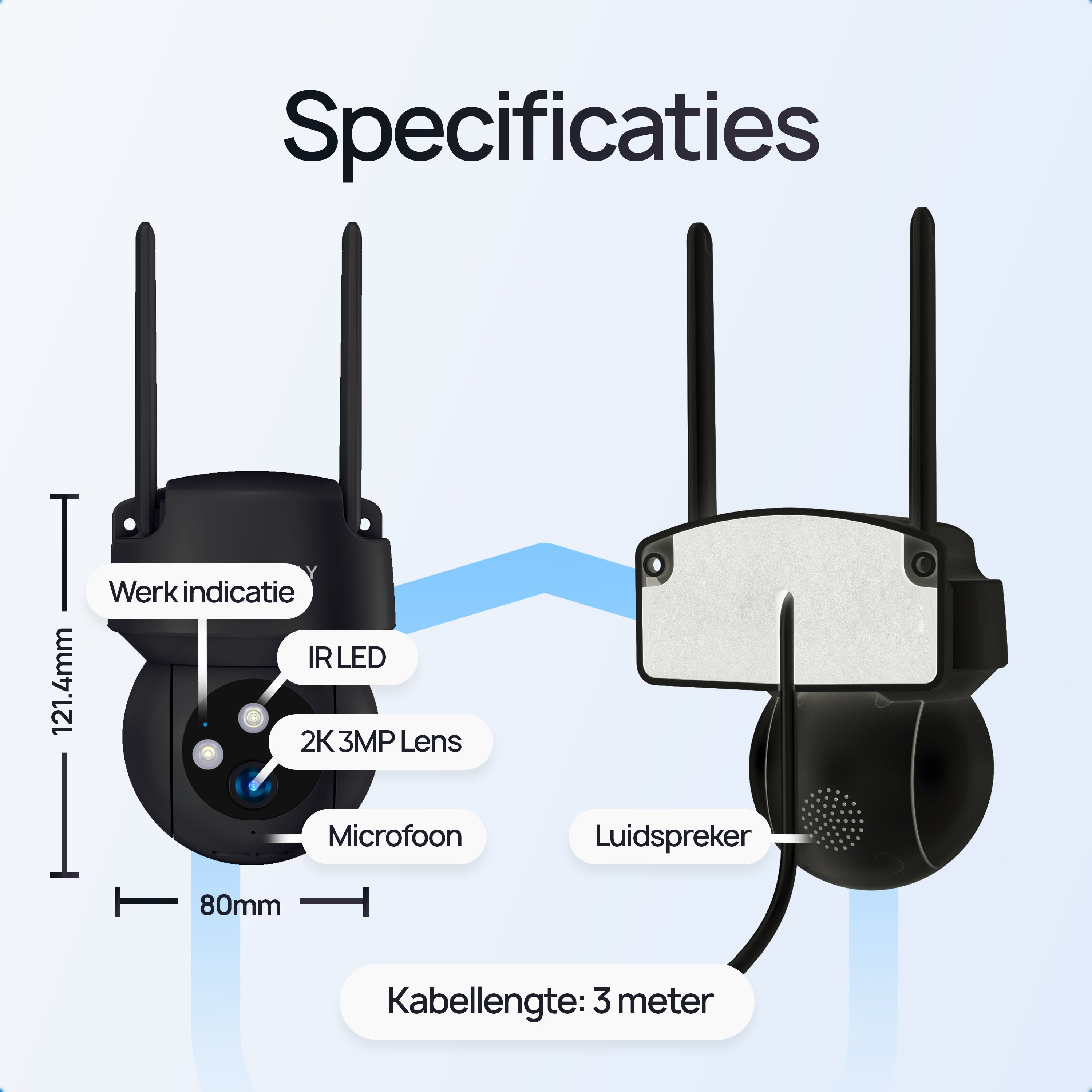 Protectly Beveiligingscamera Buiten 2K 3MP – Nachtzicht & Appbediening